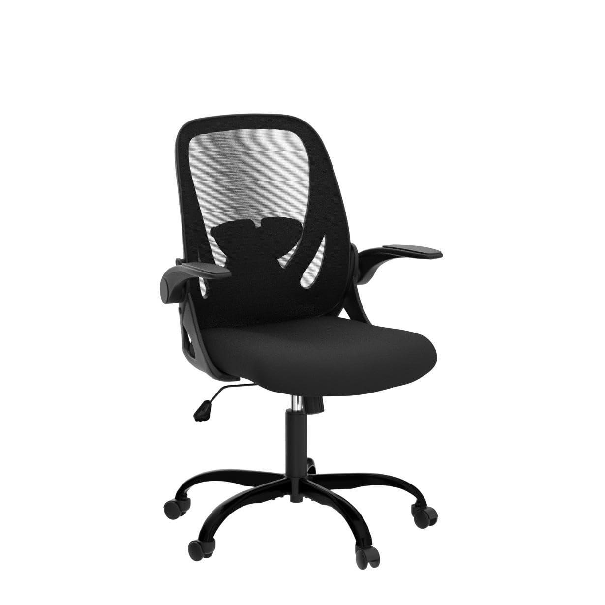 Primy Office Chair Ergonomic Desk Chair with Flip up Armrests Swivel Breathable Desk Mesh Computer Chair with Adjustable Lumbar Support and Height for Conference Room (Black) - Image 5