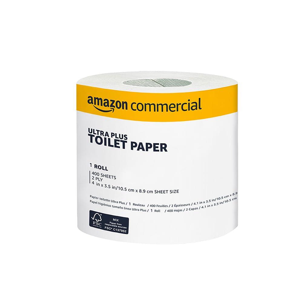 AmazonCommercial 2-Ply White Ultra Plus Individually Wrapped Toilet Paper |Bulk|Septic Safe |Compatible with Standard Dispensers|FSC Certified |400 Sheets per Roll (24 Rolls)(4.1 x 3.6 Sheet) - Image 4