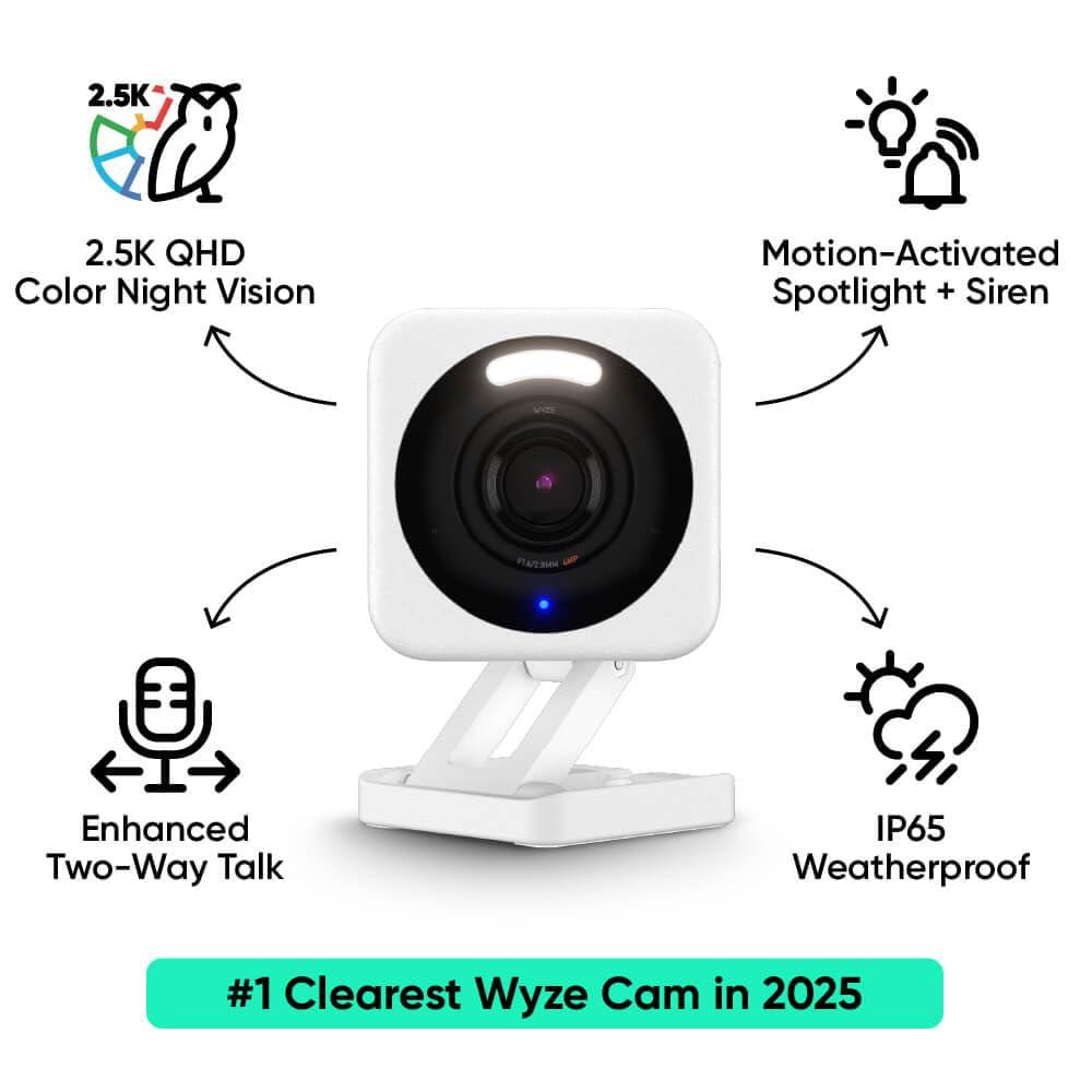 WYZE Cam v4, 2.5K QHD WiFi Indoor/Outdoor Smart Home Security Camera, Pet/Baby Monitor, Motion Activated Spotlight/Siren, Color Night Vision, 2-Way Audio, Works with Alexa & Google, Free Expert Help - Image 2