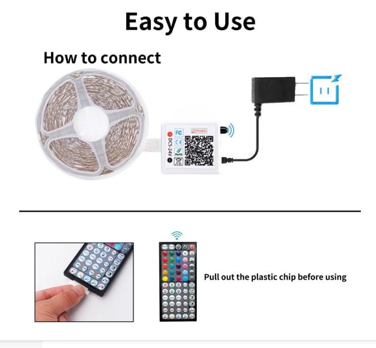 NBBUFF Led Lights for Bedroom 50ft (1 Roll), Color Changing RGB Led Strip Lights with 60 Keys Remote and App Control, Music Sync Led Lights for Room Kitchen Party Home Decor - Image 7