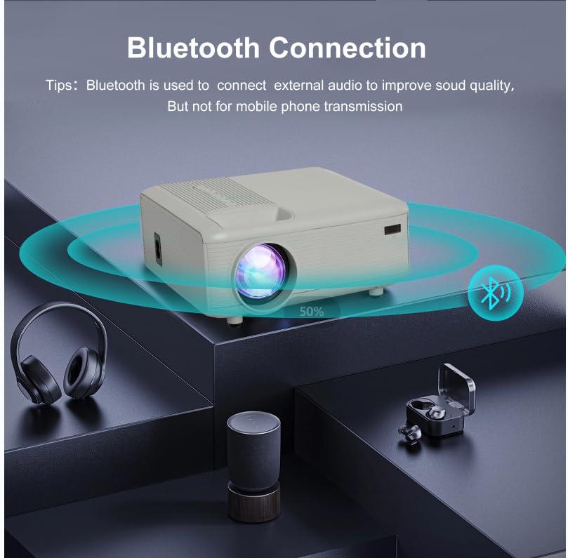 Mini bluetooth Projector(Phone HDMI Cable Included)Support 4K Native 1080P Portable Movie Projectors,outdoor small Projector,room wall Projector Compatible with Android/iOS/Windows/TV Stick/HDMI/USB - Image 3