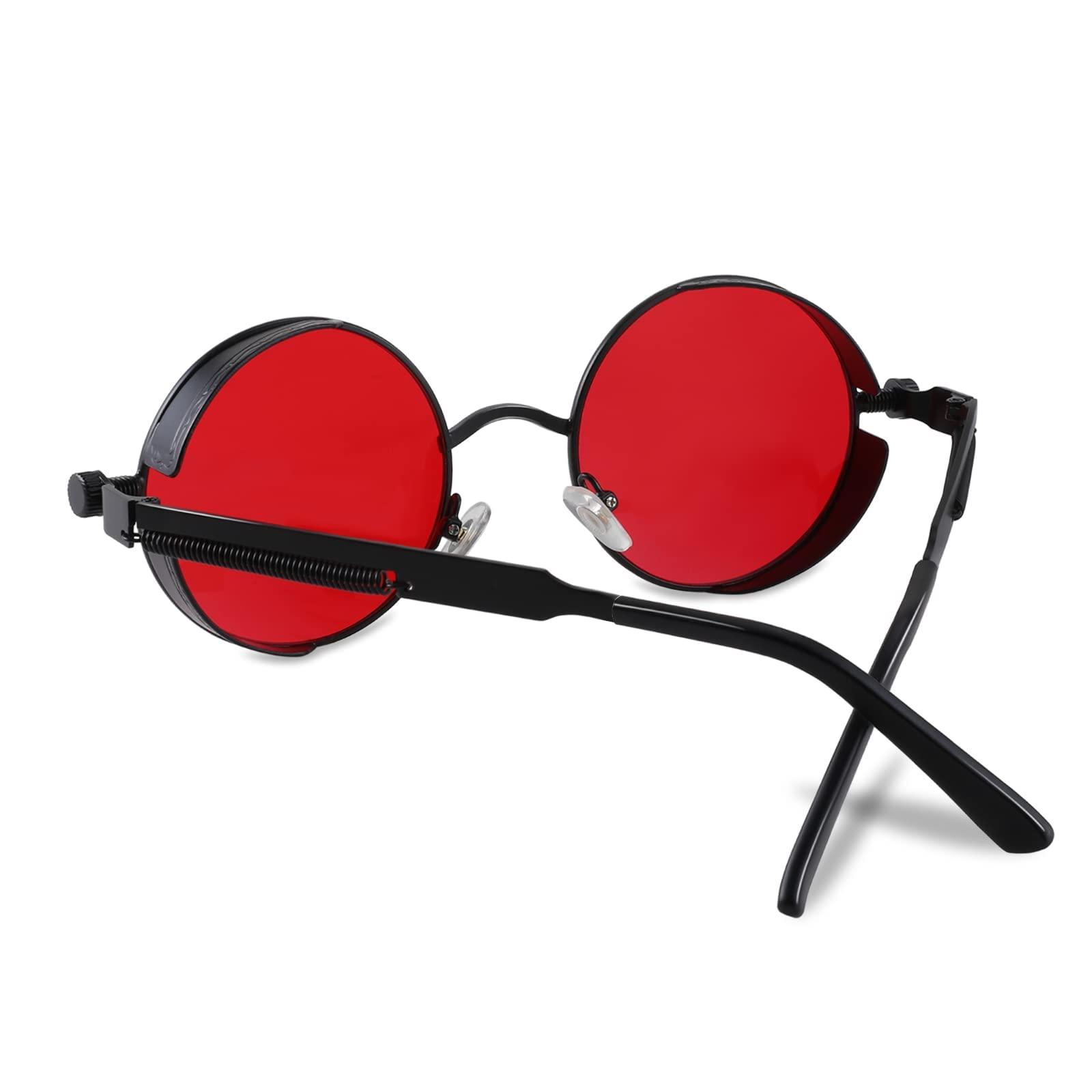 FEISEDY Retro Gothic Steampunk Sunglasses Round Metal Frame Punk Circle Inspired Shade Men B1857 - Image 5