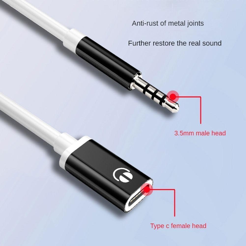 Wentoenapp 2 Pcs Black 3.5mm Male to TypeC Female Audio Cable Cord 3.5mm Analog Cable Type-C Converter Earphone Adapter Compatible with CD Players, MP3 Players, Laptops, Tablets, Smartphone - Image 5