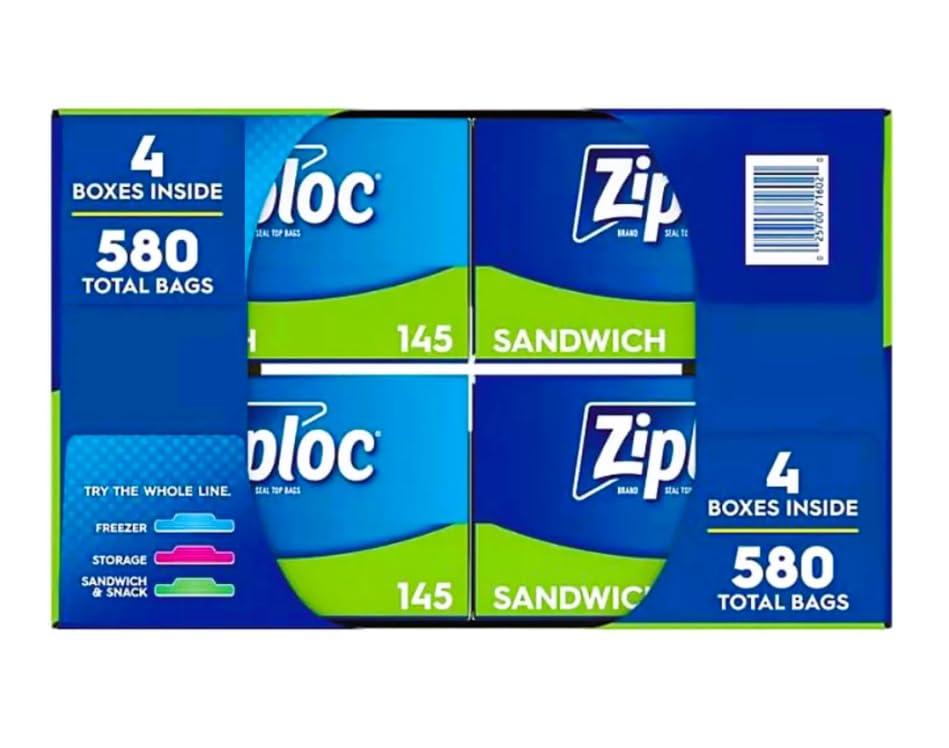 Generic EasyOpen Tab Zip-Loc Sandwich-Bags (580 ct., Clear, 6.5" x 5.875", Disposable, LDPE, Zipper Closure)