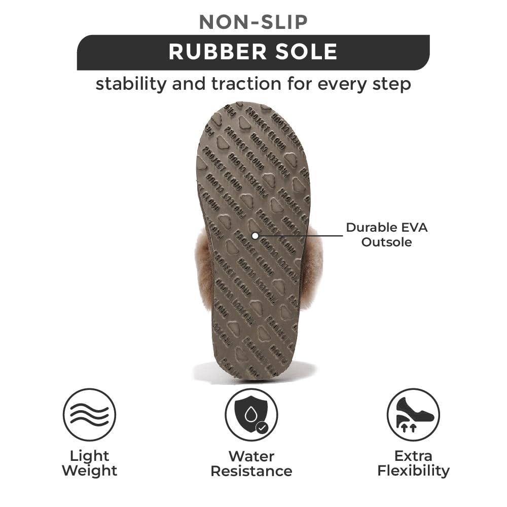 Project Cloud Shearling Slippers for Women Footwear - Genuine Suede Clogs Non-Slip Indoor/Outdoor Scuff Womens Slippers with Memory Foam Insole (Henka) - Image 4