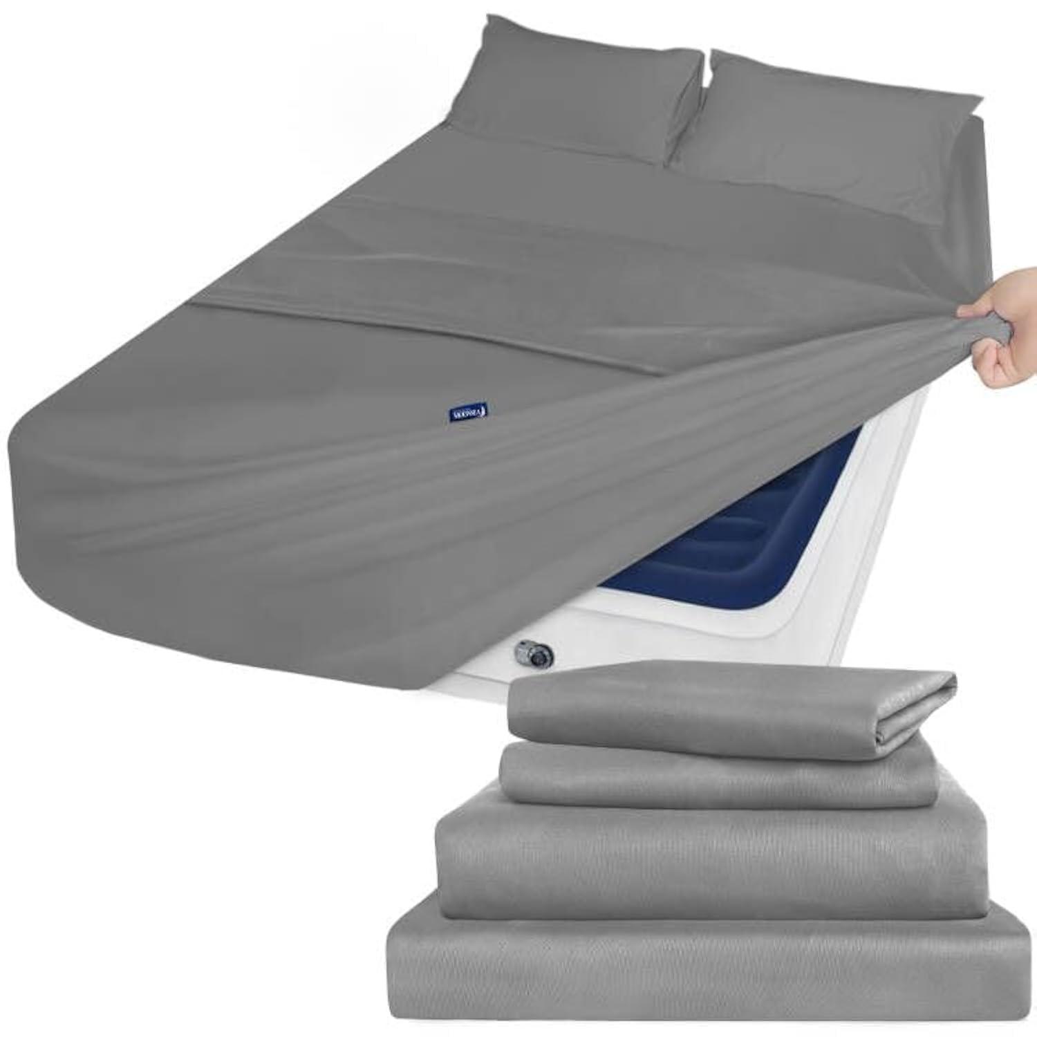 Cal King Sheet Set - 4 Piece California King Sheet Sets - Extra Deep Pocket Hotel Luxury California King Sheets Fade Resistant Fits up to 24in Cal King Bed Mattress - Grey