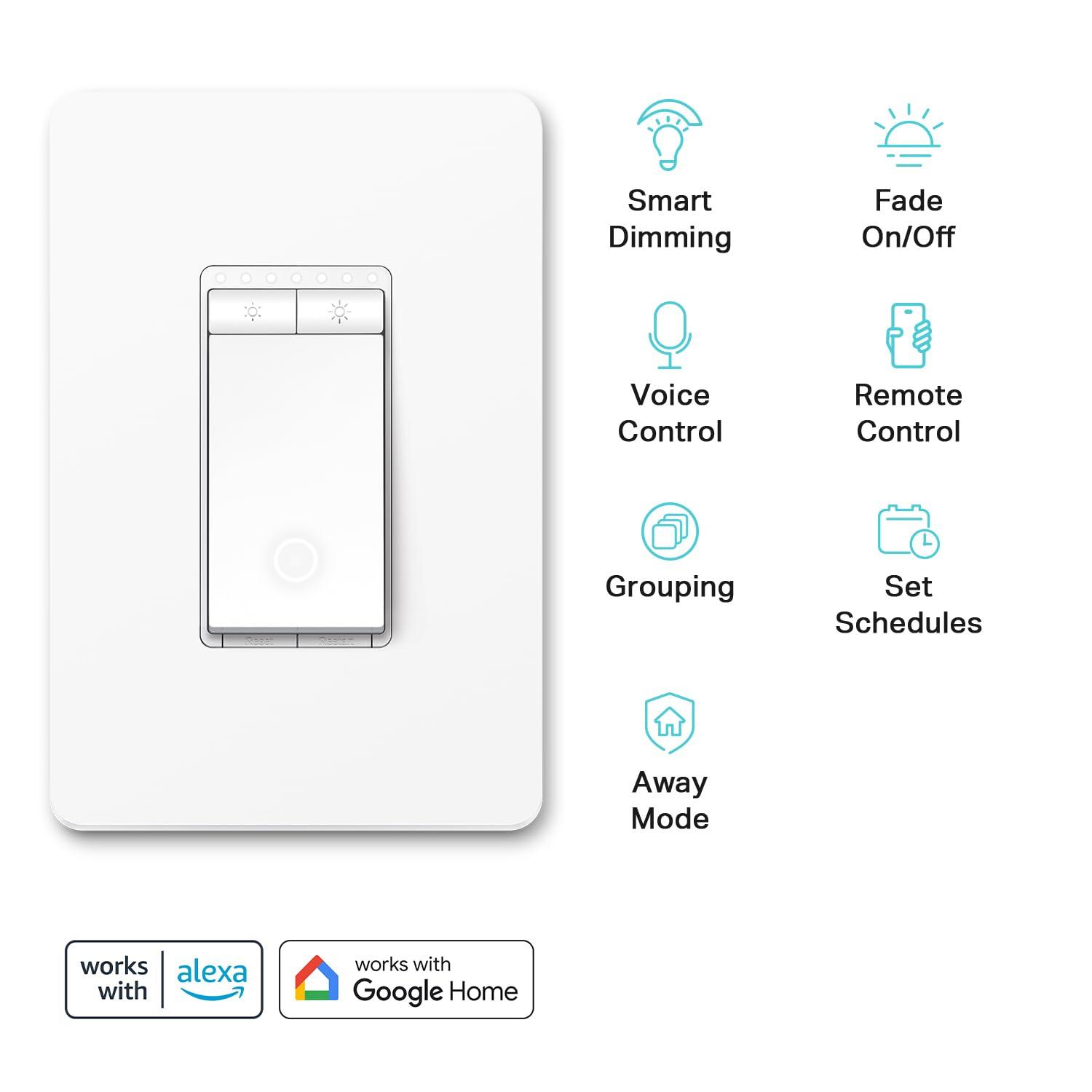 Kasa Smart Dimmer Switch HS220P3, Single Pole, Needs Neutral Wire, 2.4GHz Wi-Fi Light Switch Works with Alexa and Google Home, UL Certified,, No Hub Required, 3-Pack - Image 2