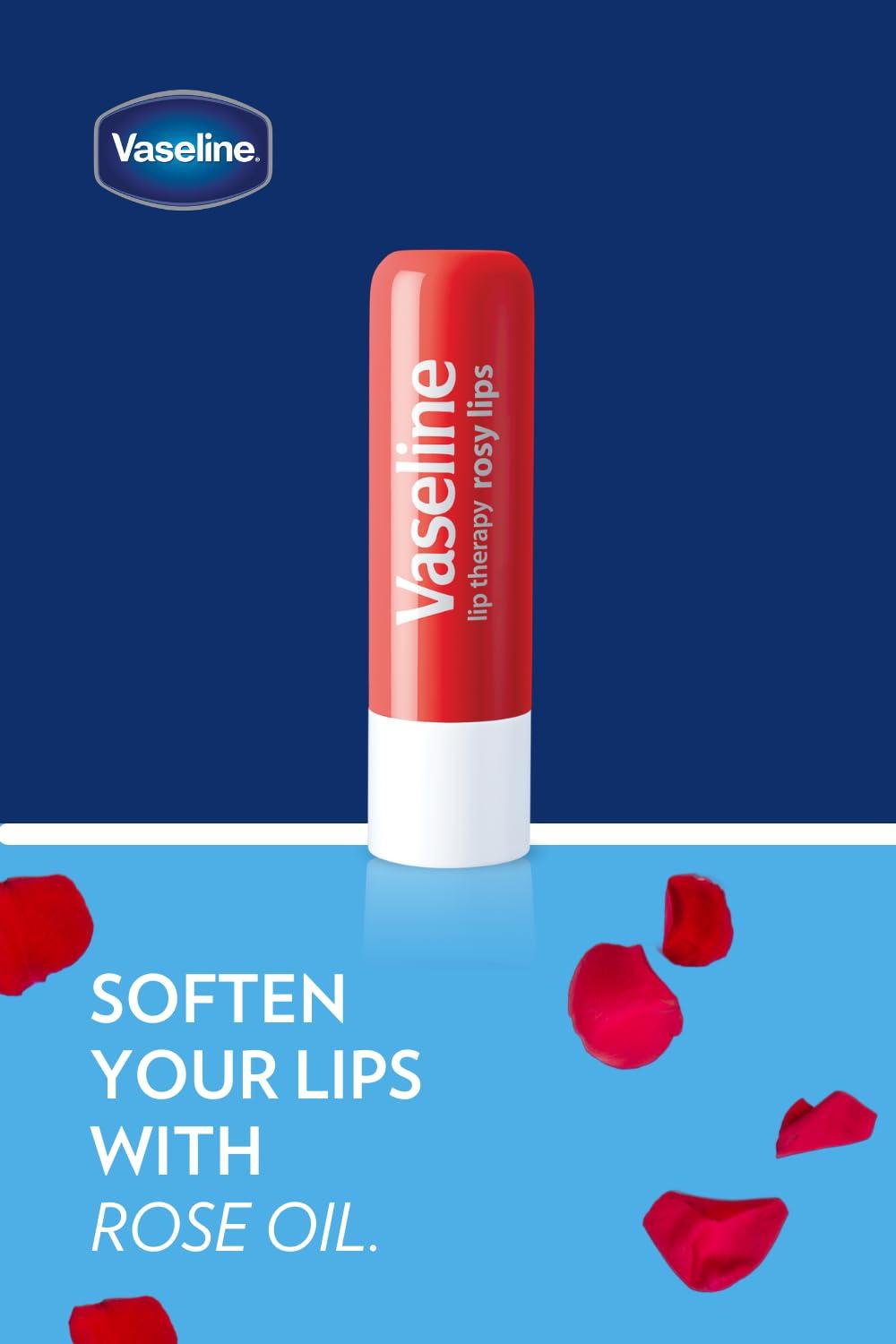 Vaseline Lip Therapy Care Rosy, Fast-Acting Nourishment, Ideal for Chapped, Dry, Cracked, or Damaged Lips, Lip Balm, 4-Pack, 0.16 Oz Each - Image 5