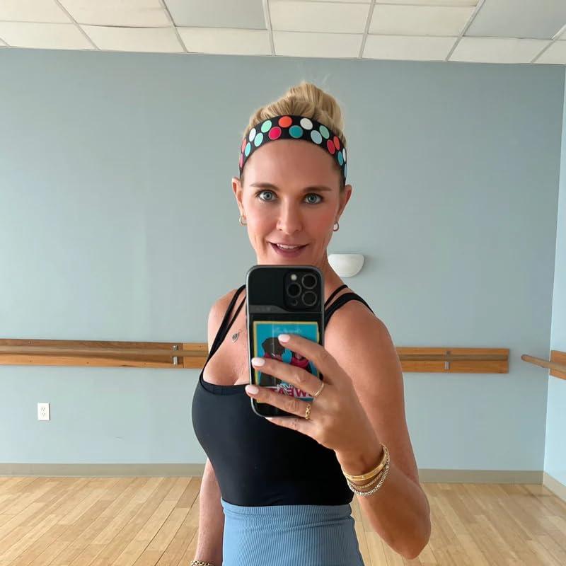 Sweaty Bands Womens Girls Headband for an Active Busy Lifestyle - Non-Slip Velvet-Lined Athletic Exercise Hairband - Let's Clown Around Black Multicolored 1.5-Inch - Image 5