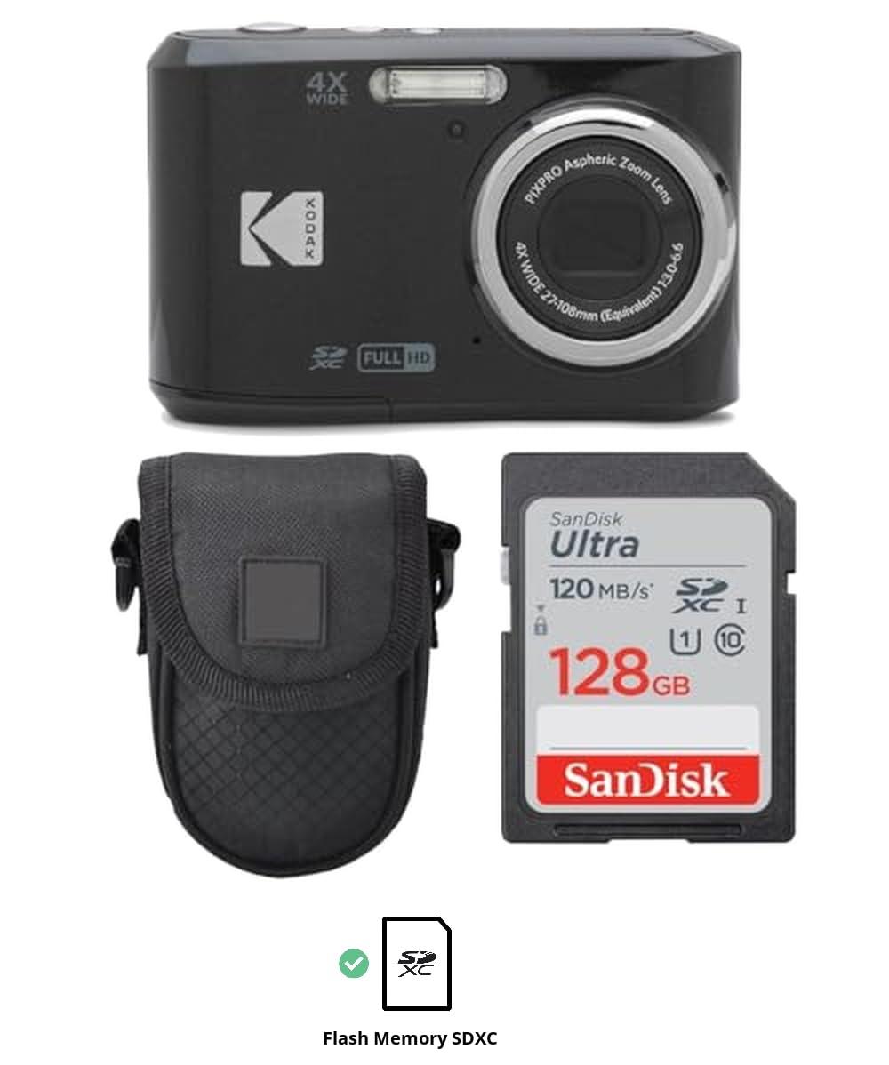 Kodak PIXPRO FZ45 Digital Camera (Black), Point & Shoot Camera Case, Sandisk 128GB SDXC Memory Card - Image 3