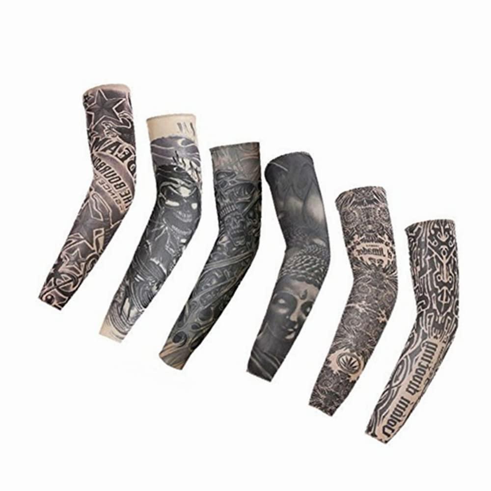 Beetoo Fake Temporary Tattoo Sleeves for Men and Women, Arm Sunscreen Sleeves(Unisex Dark Set, Pack of 6) - Image 3
