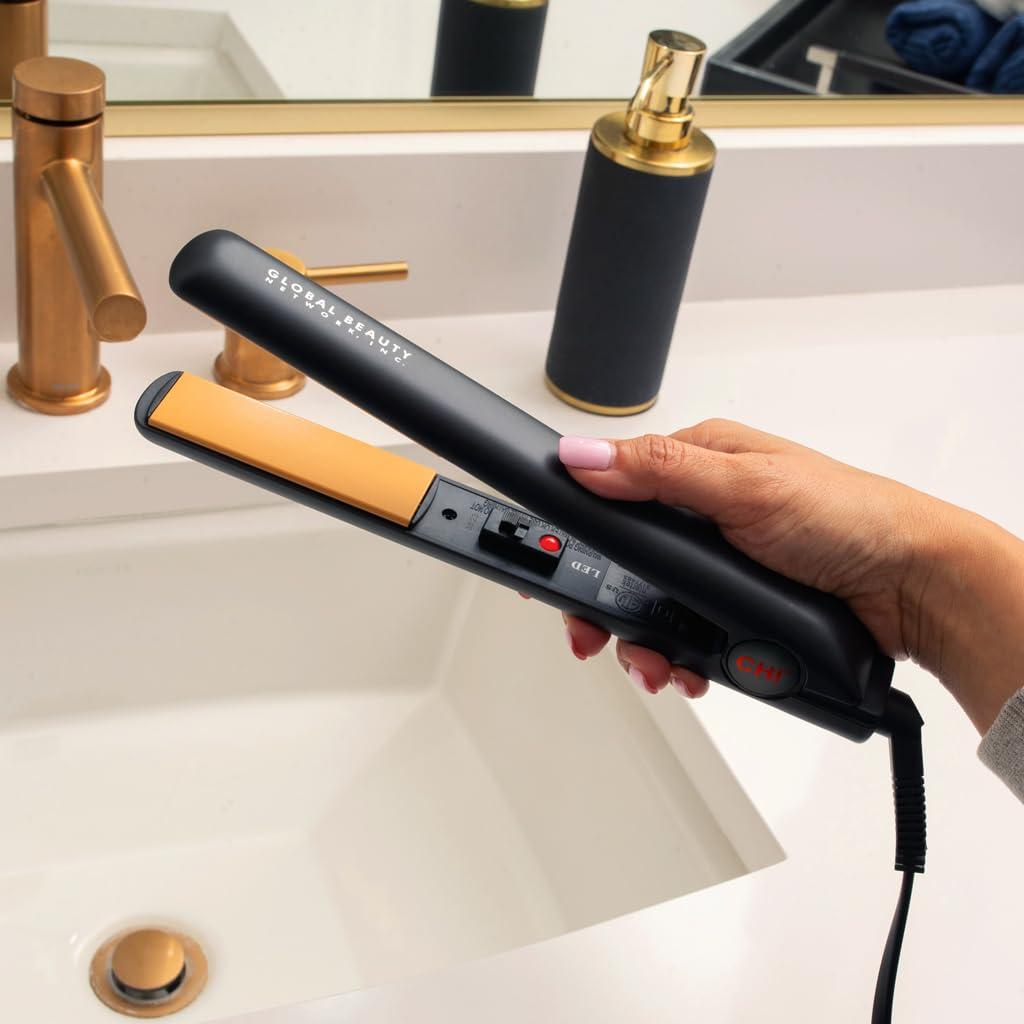CHI Original Ceramic Flat Iron, Hair Straightener For A Smooth Finish, Floating Plates, Quick Heat Up, Analog On/Off Switch, 1" Styling Tool, Black - Image 4