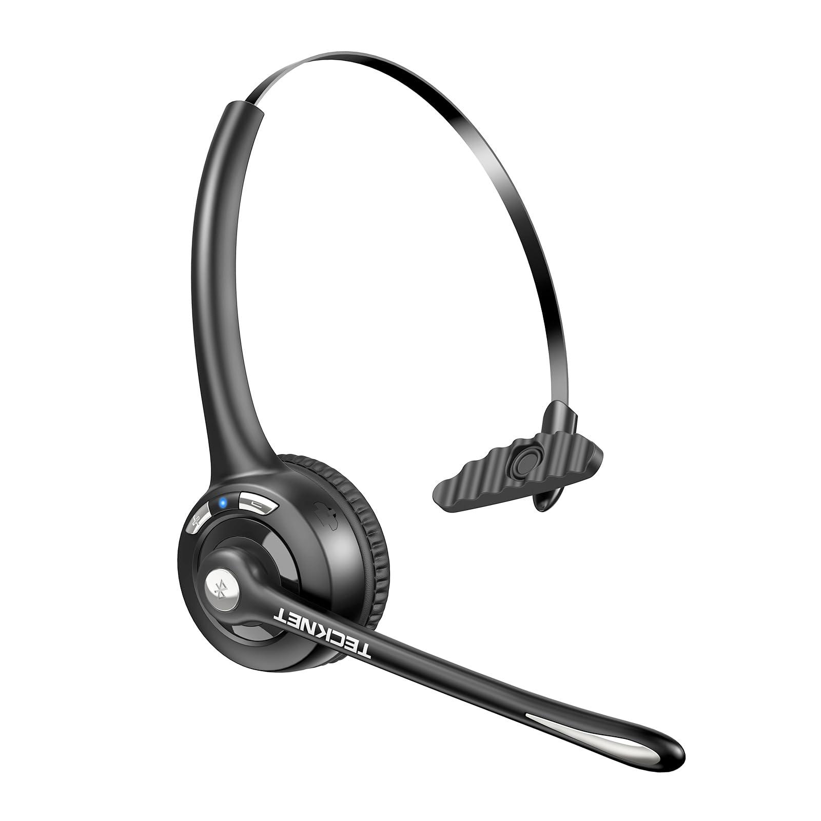 TECKNET Bluetooth Headphones Over Ear, 65 Hours Playtime and 3 EQ Modes Wireless Headphones with Microphone, Memory Foam Ear Cups, Hi-Res Audio, Deep Bassfor Home Travel Office Laptop PC Cellphone