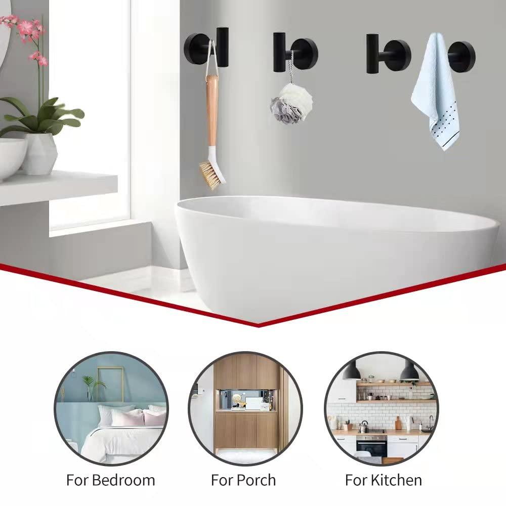 5/10/20pcs Bathroom Hardware Set, Including 16" Hand Towel Bars, Toilet Paper Holders, Towel Rings, Robe Towel Hooks (10pcs 16" Black) - Image 7