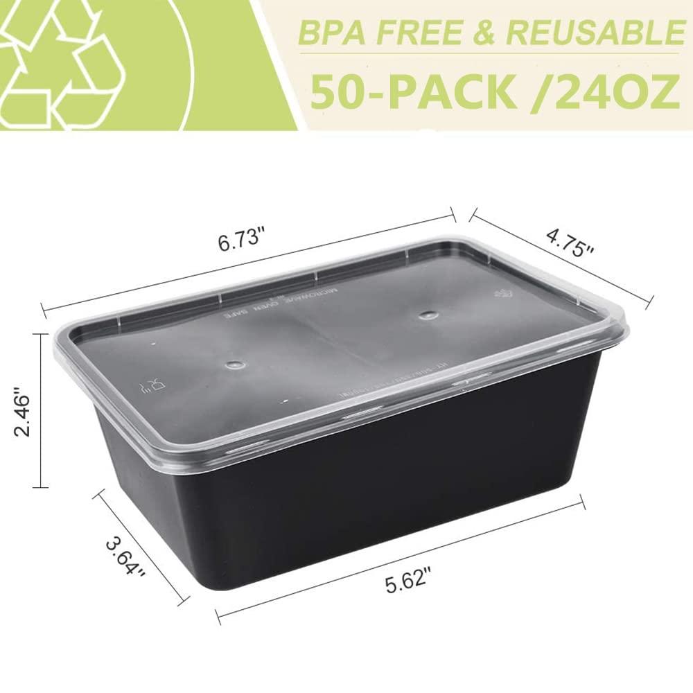 IUMÉ 50-Pack Meal Prep Containers, 26 OZ Microwavable Reusable Food Containers with Lids for Food Prepping, Disposable Lunch Boxes, Plastic Food Boxes- Stackable, Freezer Dishwasher Healthy - Image 3