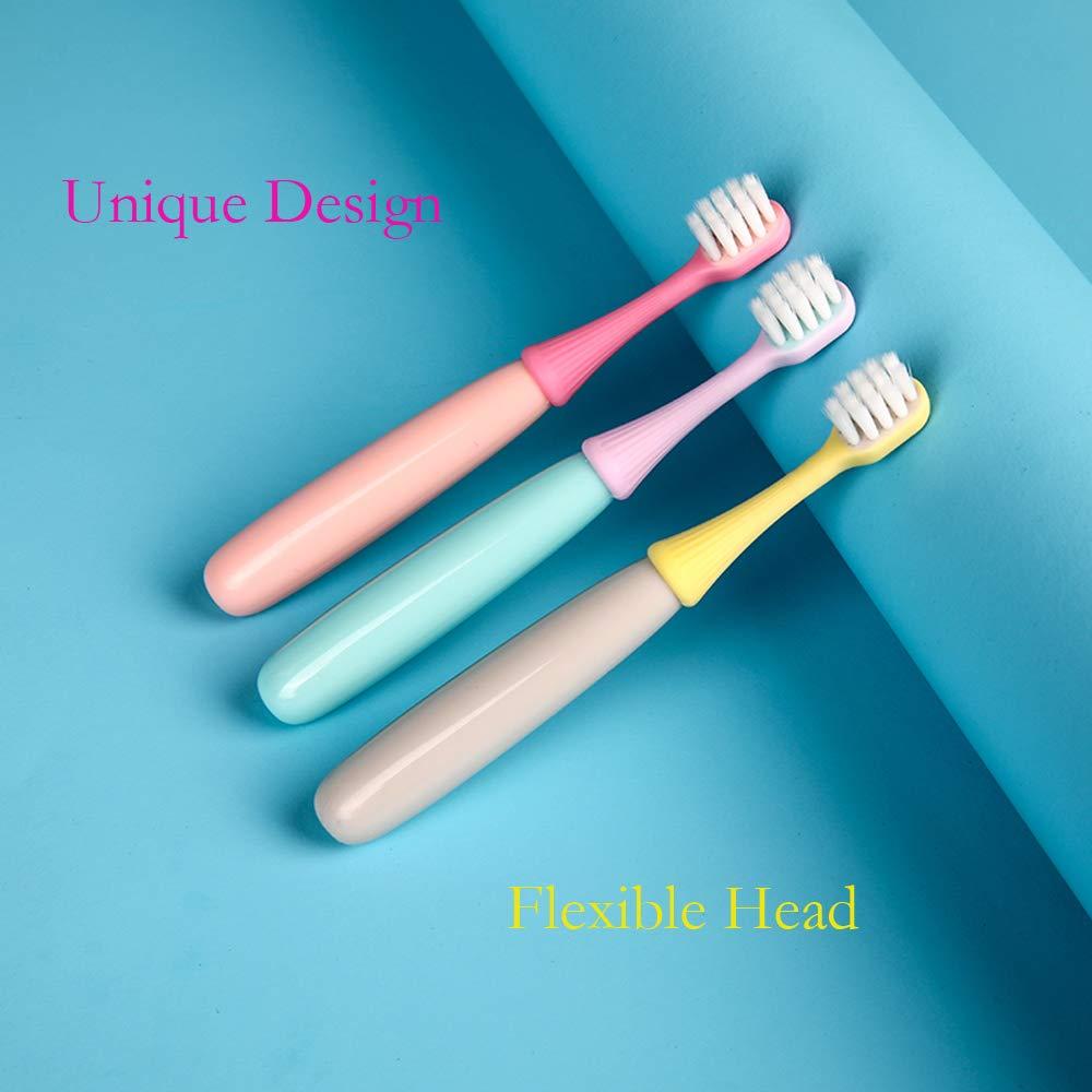newrichbee 6 Packs Kids Toothbrush,Lovely Little Mushroom Extra Soft Bristles Toddler Toothbrush for 1-3Years Old (Pink& Yellow &Blue)… - Image 2