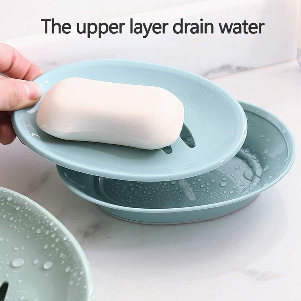 WYOK 2-Pack Soap Dish with Drain Plastic Sponge Holder Easy Cleaning Soap Saver Tray Caddy Keep Dry Stop Mushy for Shower Bathroom Kitchen(Grey) - Image 4
