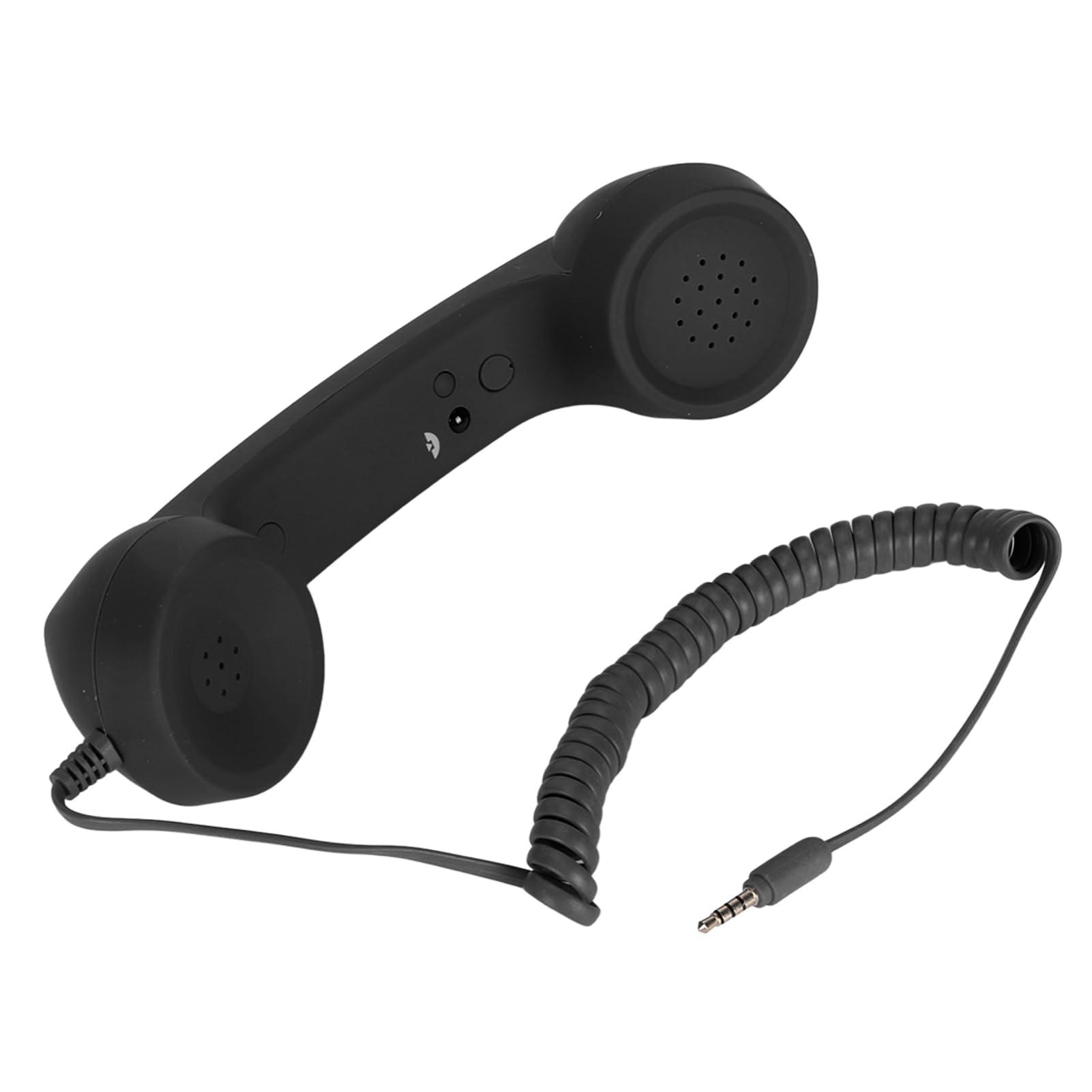 Retro 3.5mm Telephone Handset, Radiation Proof Cell Phone Receiver Mic Microphone Speaker, Vintage Phone Handset for Cellphone Smartphone,with USB C (Black) - Image 8