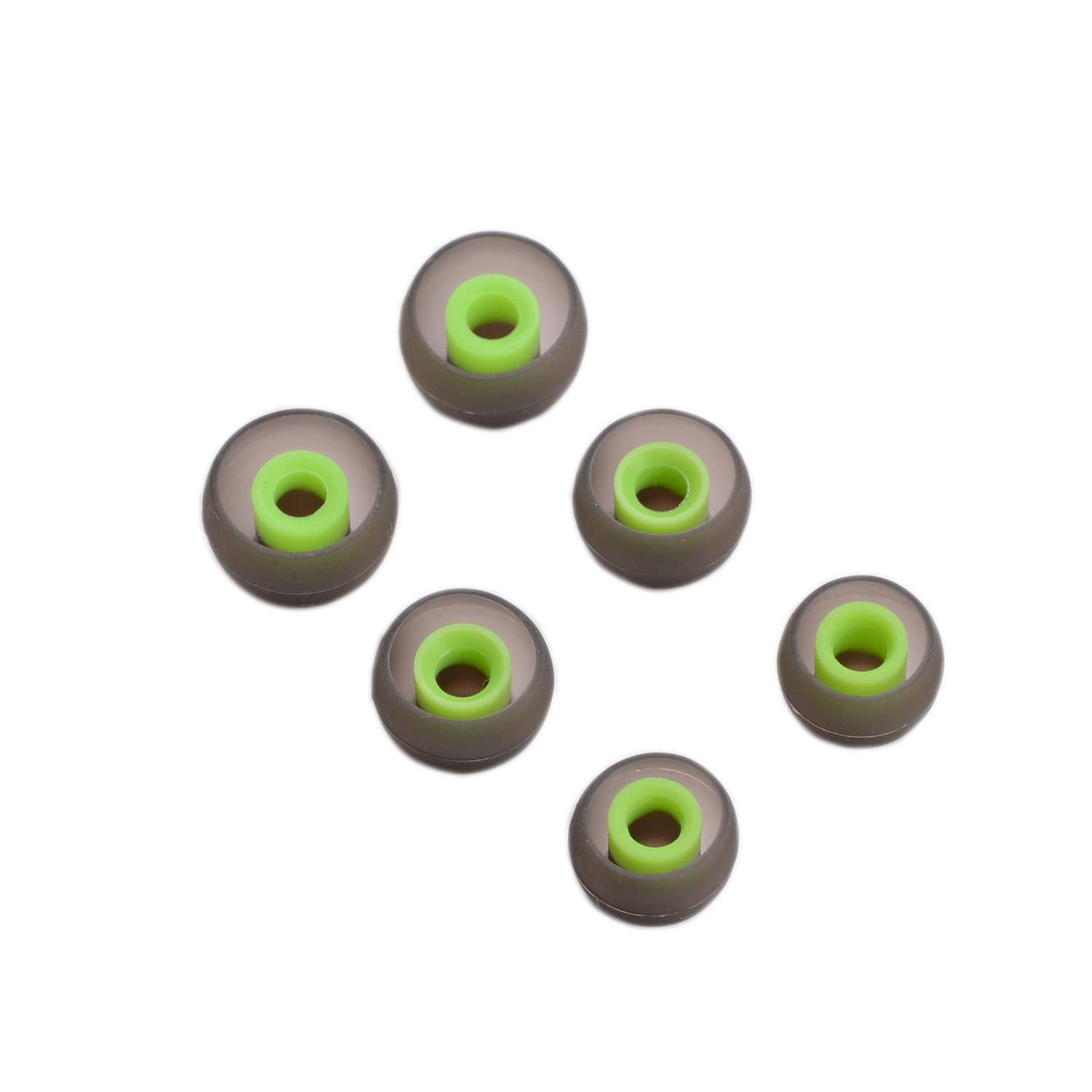Silicone Replacement Ear Tips Earbuds Eargels for Mpow,Tozo Aukey, Senso,Hussar,Letscom etc Bluetooth Earphones, 6 Paris (Green and Gray) - Image 4