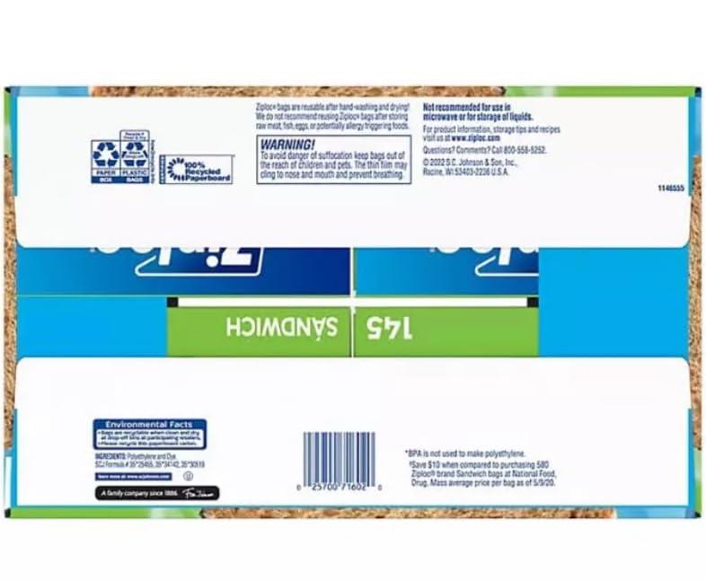 Generic EasyOpen Tab Zip-Loc Sandwich-Bags (580 ct., Clear, 6.5" x 5.875", Disposable, LDPE, Zipper Closure) - Image 9
