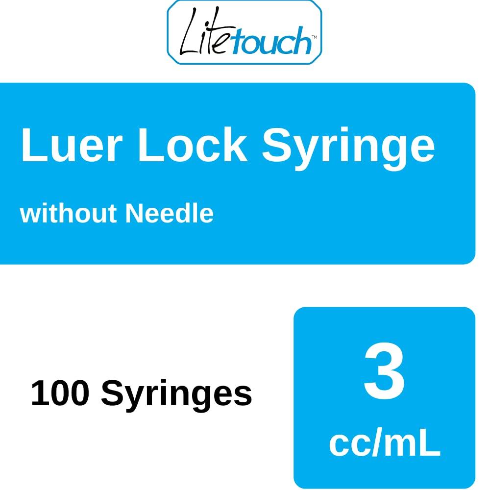 LiteTouch 3mL Luer Lock Syringe, Sterile, Individually Sealed - 100 Syringes per Box (no needle) - Image 4