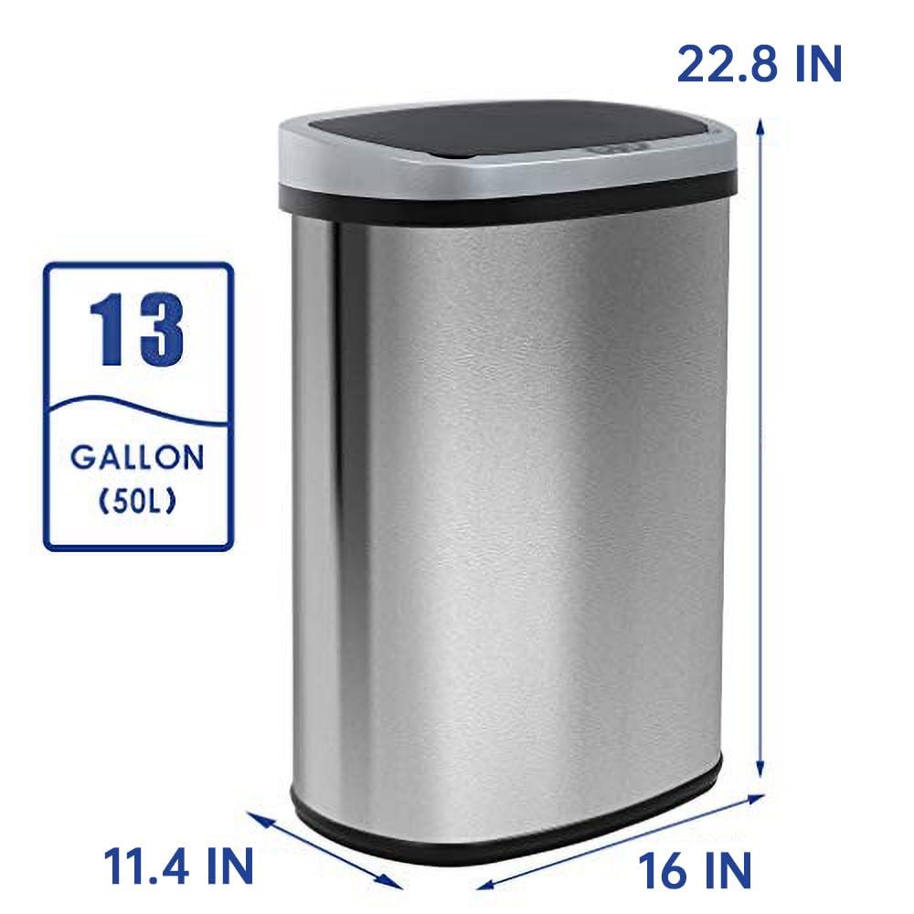 Kitchen Trash Can with Lid, 13 Gallon Automatic Garbage Can for Bathroom Bedroom Home Office 50 Liter Touch Free High-Capacity Brushed Stainless Steel Waste Bin - Image 7