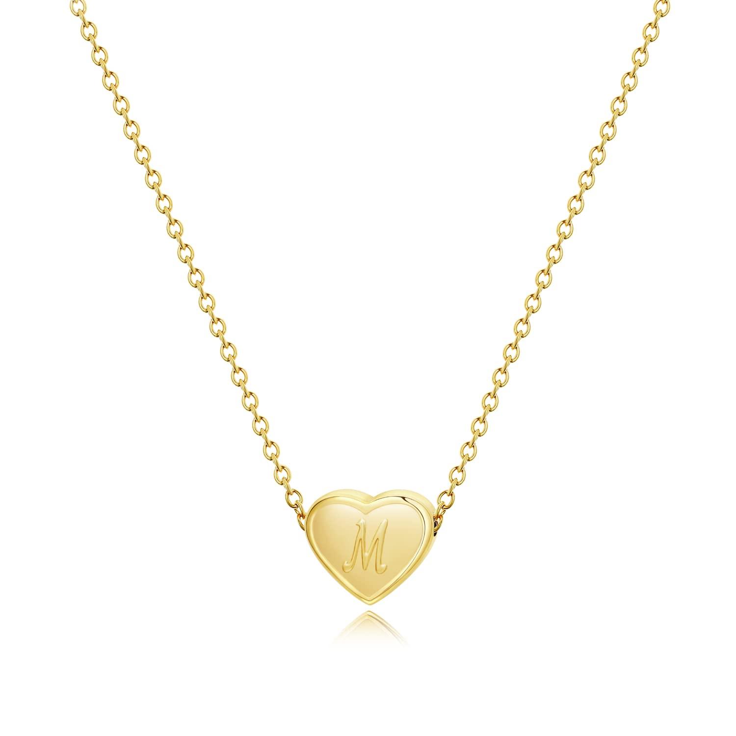 PORPI-JOJO Initial Necklace for Women Letter Necklaces for Girls Dainty Gold Heart Pendant for Little Girls Birthday Gifts for Teens