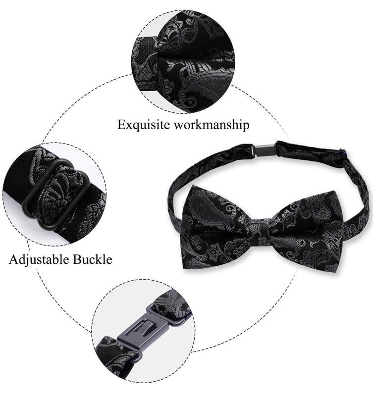 MAGE MALE Men’s Bow Tie Set,Classic Paisley Pre-Tied Bowtie,Pocket Square and Cufflinks for Formal Wedding Party Prom - Image 4