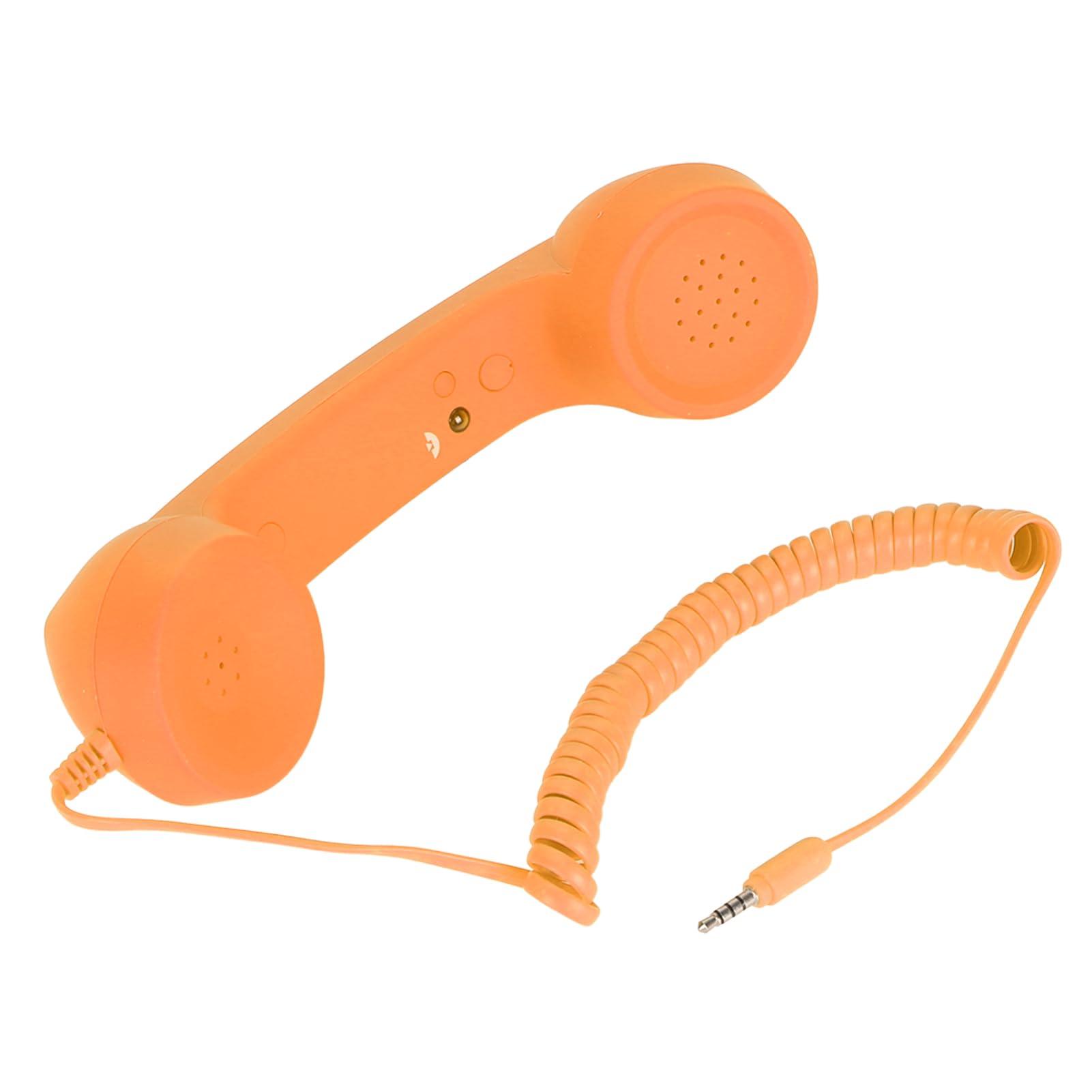 Retro Telephone Handset, 3.5mm Cell Phone Receiver Mic, Microphone Speaker Vintage Retro Telephone Handset for Smartphone (Orange) - Image 3