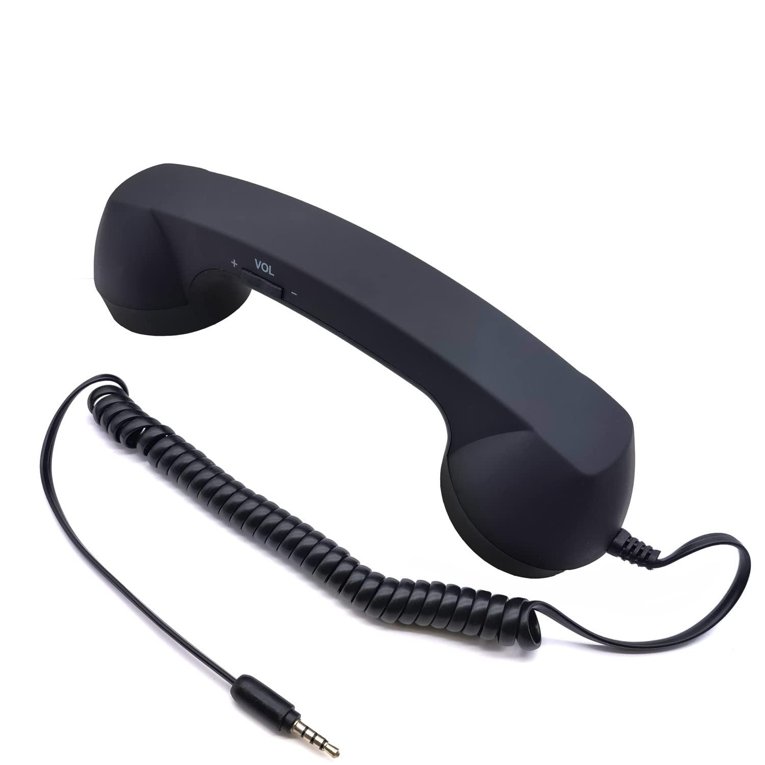 BlueMart 3.5mm Vintage Retro Telephone Handset Cell Phone Receiver Mic Microphone Speaker for iPhone iPad Mobile Phones Cellphone Smartphone (Black) - Image 3