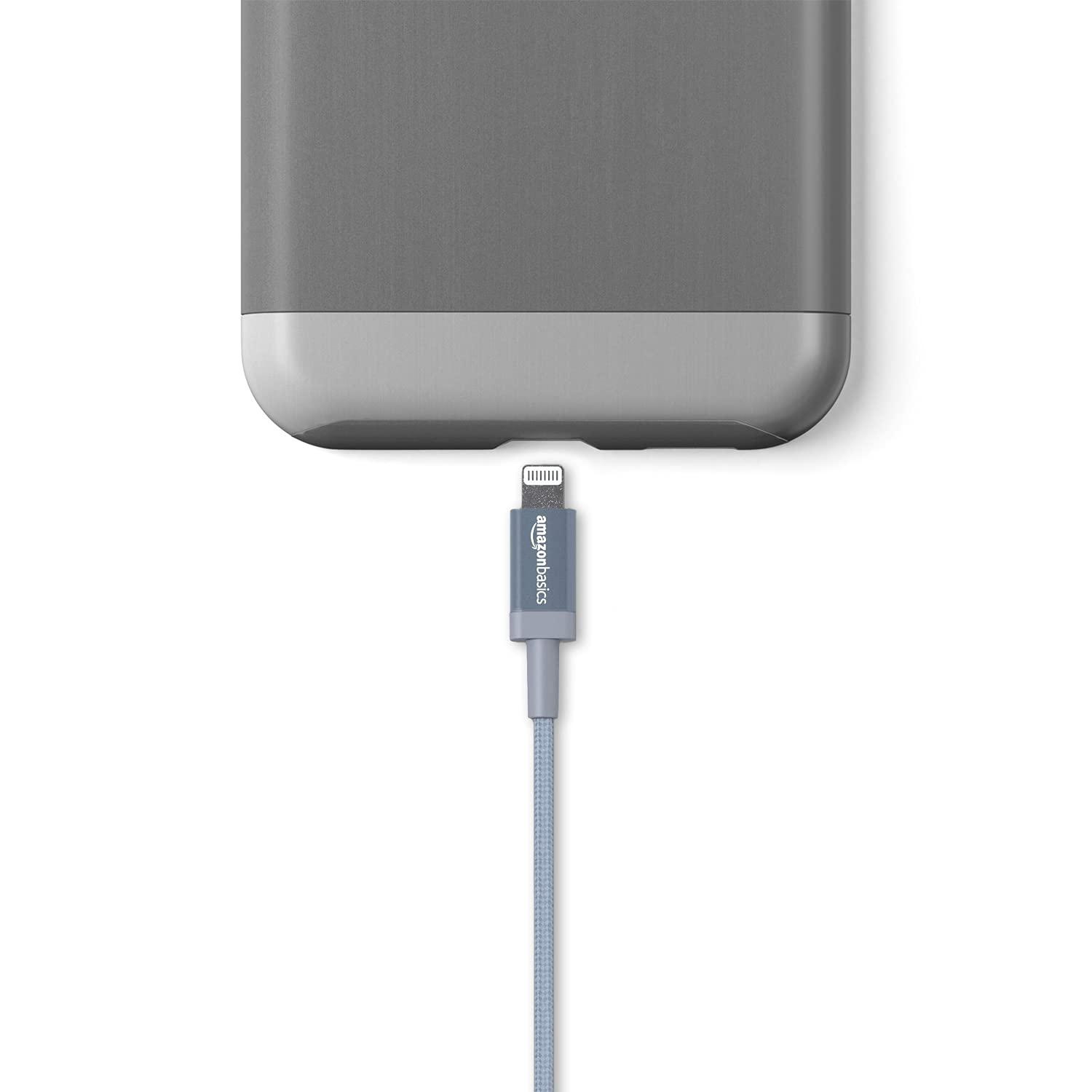 Amazon Basics USB-A to Lightning Charger Cable, Nylon Braided Cord, MFi Certified Charger for Apple iPhone 14 13 12 11 X Xs Pro, Pro Max, Plus, iPad, 6 Foot, Dark Gray - Image 4