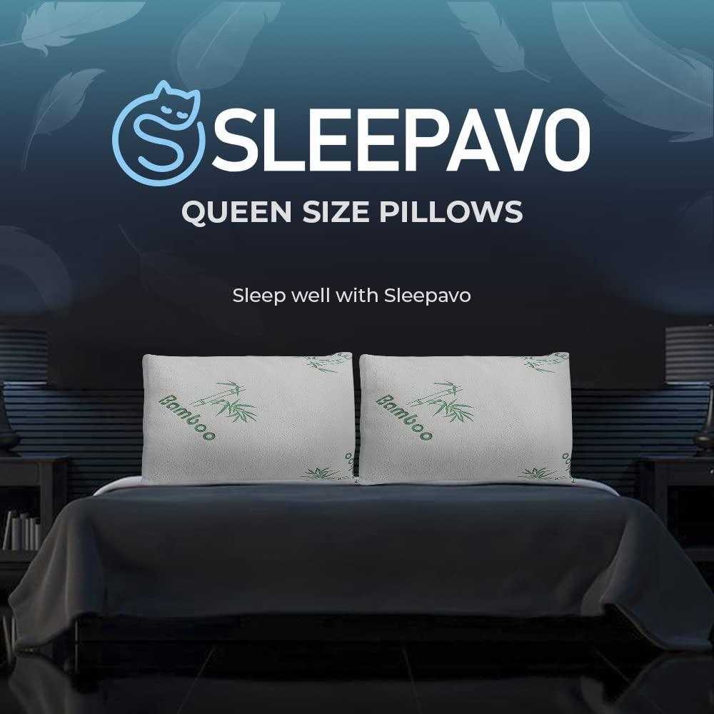 Memory Foam Pillows Queen Size Set of 2 - Cooling Bed Pillows for Sleeping - Back, Stomach, Side Sleeper Firm, Comfy Cool Shredded - 2 Pack, Rayon Derived from Bamboo - Image 7