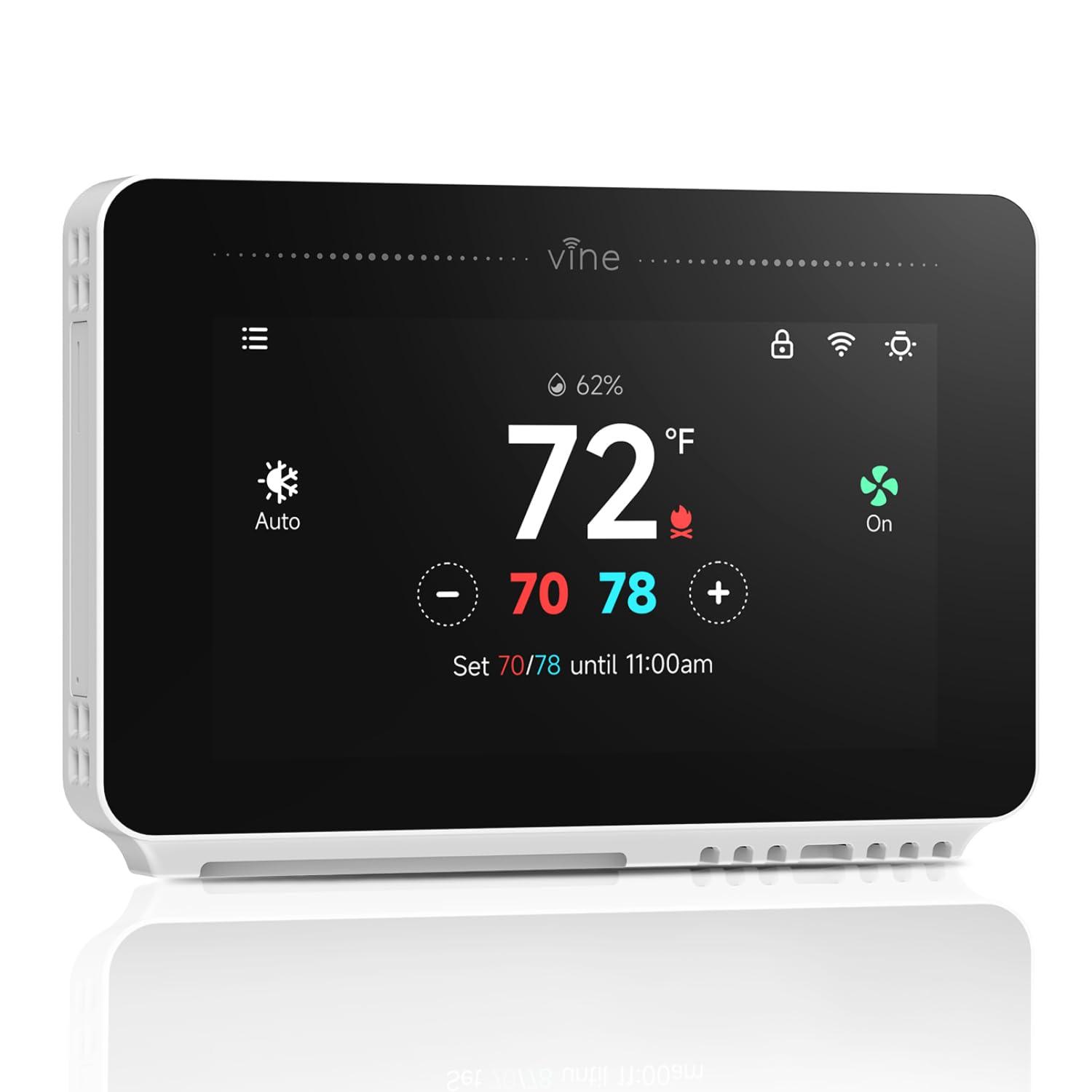 vine Programmable Thermostat for House with 4.3" Touch Screen, WiFi Smart Home Thermostat for AC and Heating, App/Voice Control, Compatible with Alexa and Google Assistant, C-Wire Required, TJ-919T - Image 1