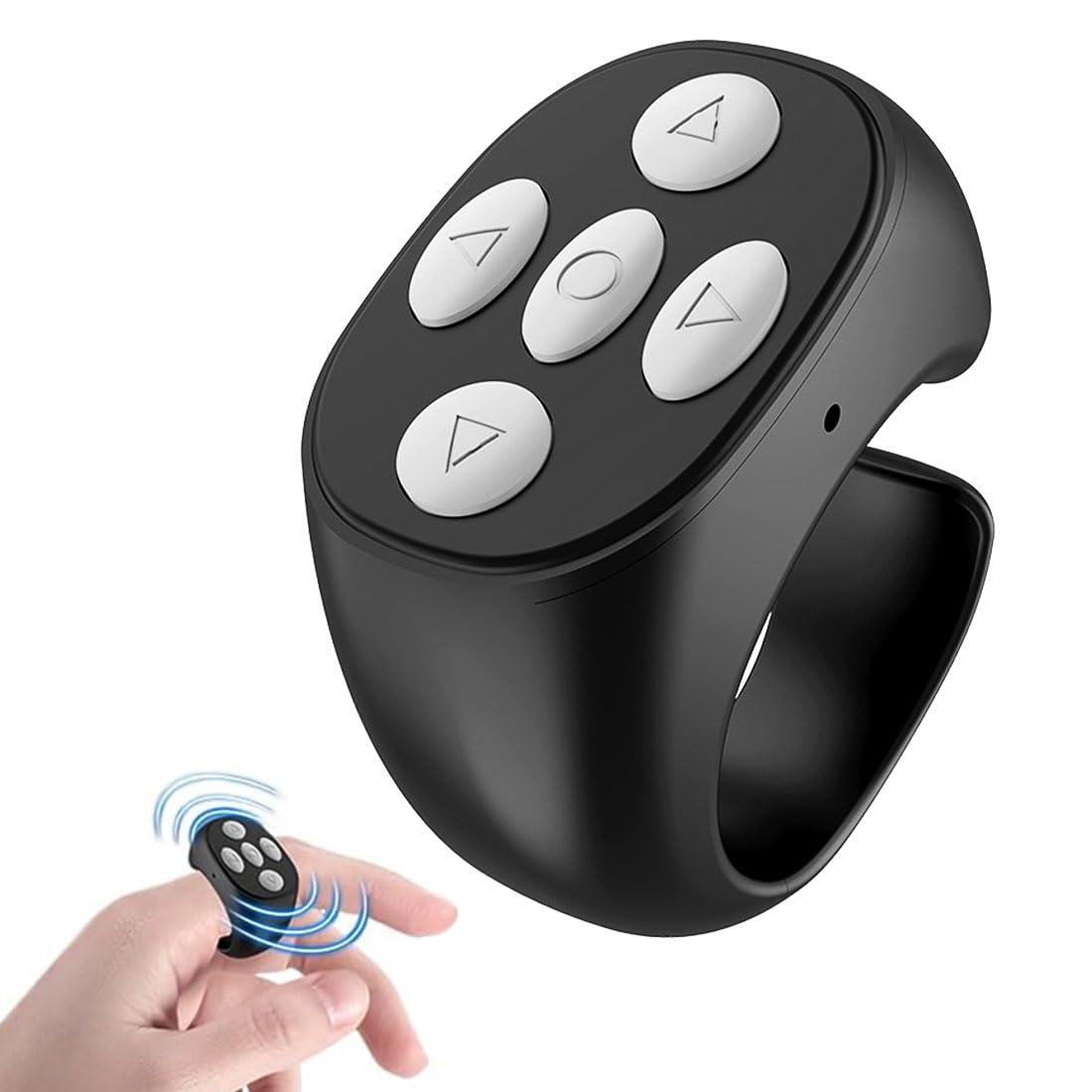 New Wireless Bluetooth Remote Control, Video Scrolling Ring Remote Control Page Turner Bluetooth Ring Scroller, Scrolling Rings Rechargeable Camera Video Remote (Black)