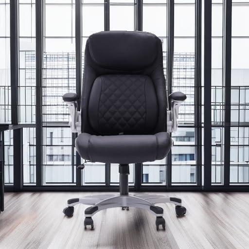 Nouhaus +Posture Ergonomic PU Leather Office Chair. Click5 Lumbar Support with FlipAdjust Armrests. Modern Executive Chair and Computer Desk Chair (Black) - Image 5