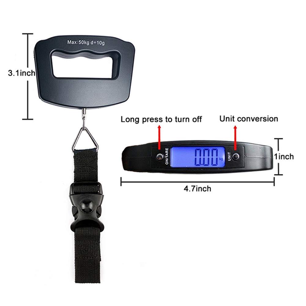 YAGSUW Handheld Digital Luggage Scale with Grip for Travel Portable Electronic Weighing Suitcase and Bag 110Lb/50kg Black - Image 6