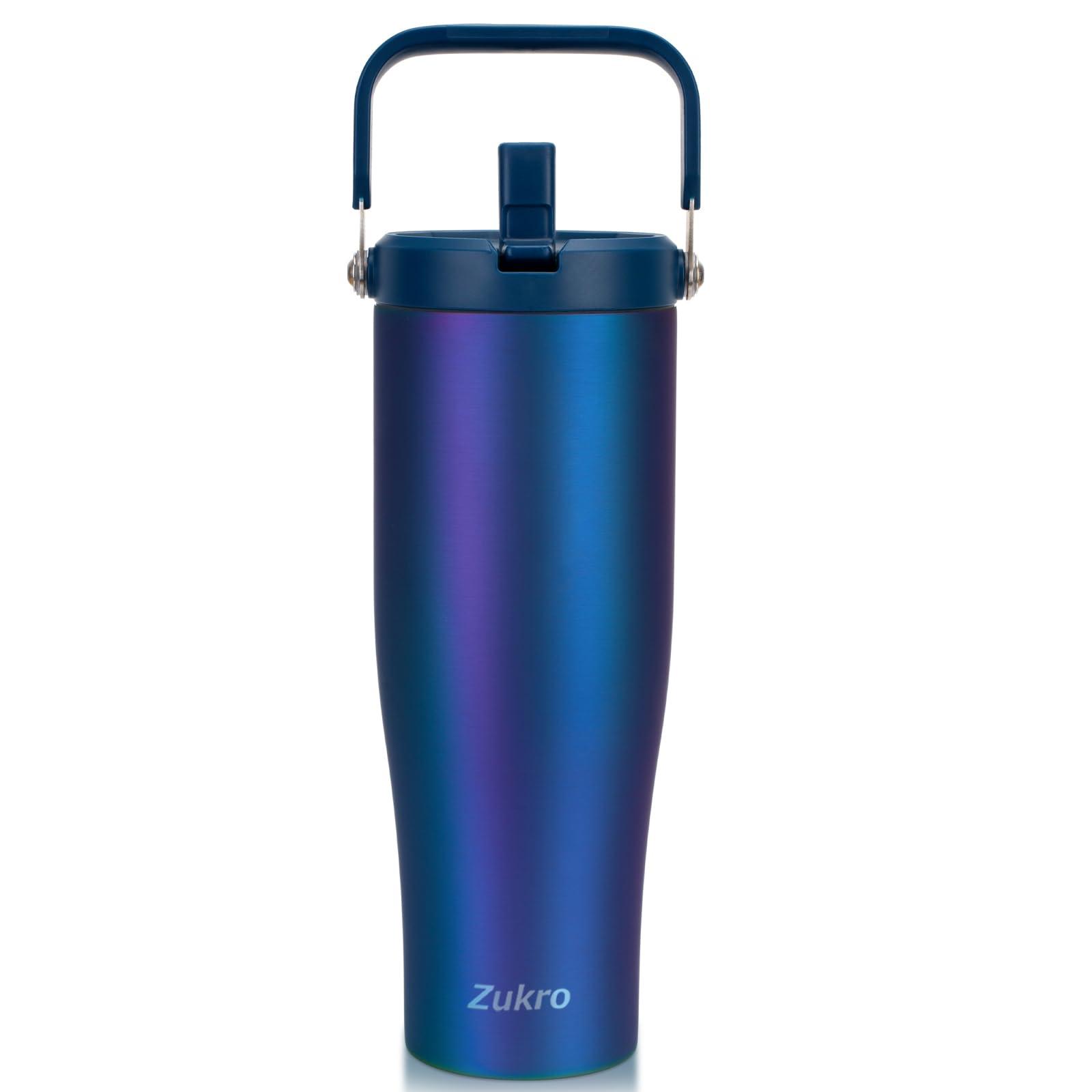 Zukro 50 OZ Tumbler With Flip Straw |Triple-Wall Vacuum Insulated Water Jug With Top Handle For Gym Sports Outdoors |Large Leak Proof Stainless Steel Water Bottle, Fit in Cupholder |Cold 34 Hours - Image 1
