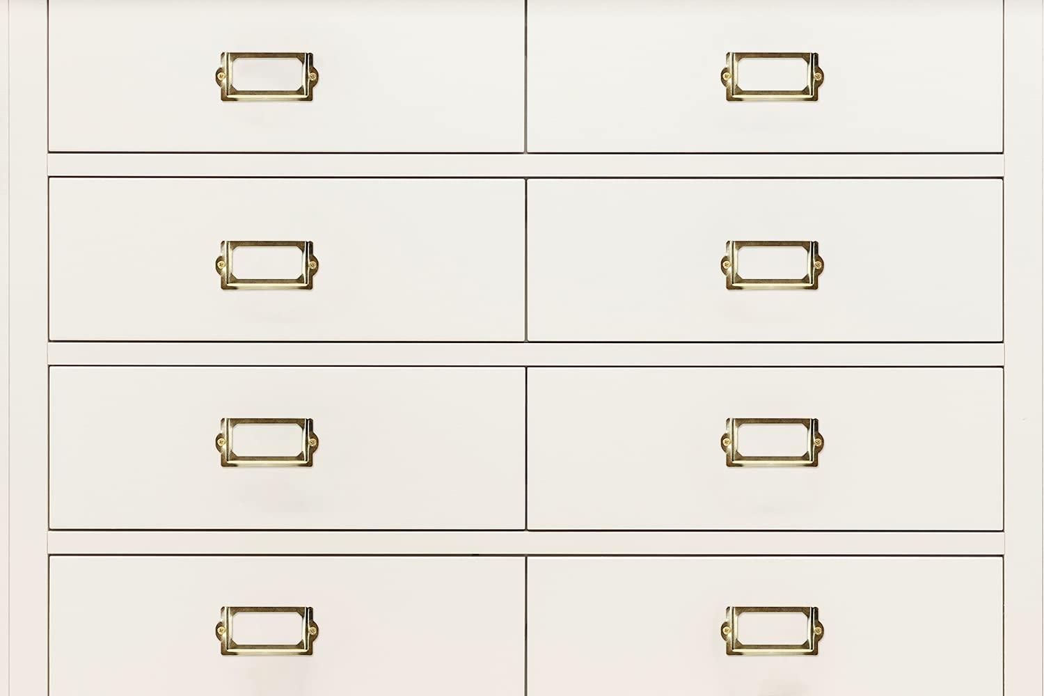 ONLYKXY 17Pcs Iron Metal Label Box Drawer Handle Card Frame File Name Card Holder for Furniture Cabinet Hardware Case Accessories 2.7x1.2inch (Gold) - Image 7