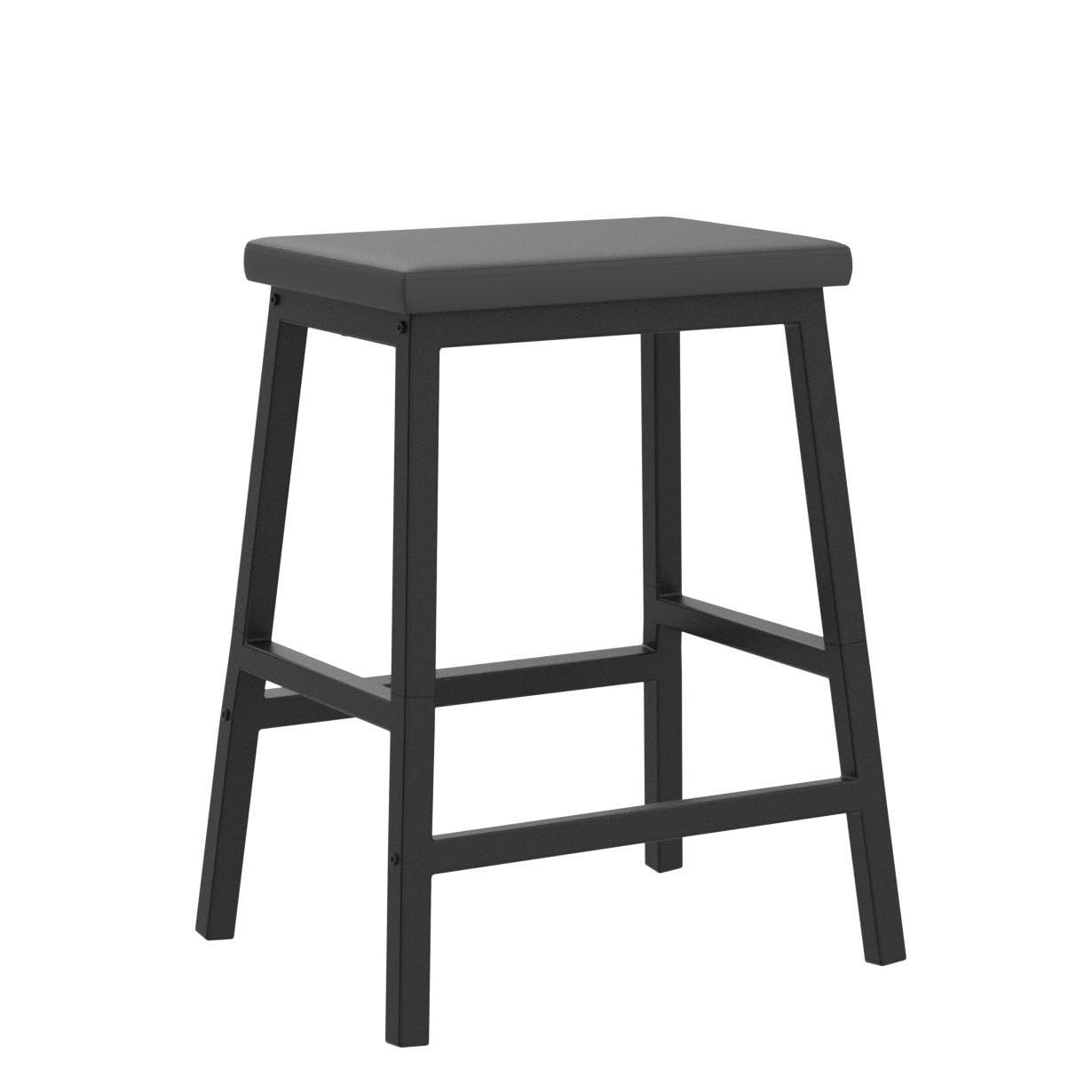 HOOBRO Bar Stools, 24" Set of 2 Bar Chairs, PU Leather Upholstered Breakfast Stools, Easy Assembly, Suitable for Kitchen, Bar, Dining Room, Black BB01MD01 - Image 5