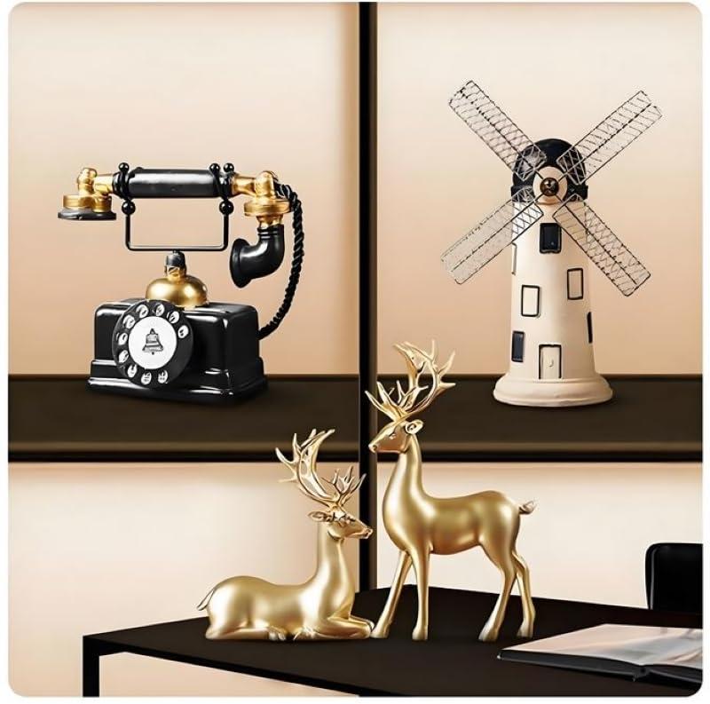 7 inch Creative Retro Telephones European Resin Rotary Dialing Telephone Decoration Cafe Bar Window Decorative Home Decoration Props (L: 7 1/4 inch X W: 3 1/8 inch X H: 6 1/4 inch) - Image 2