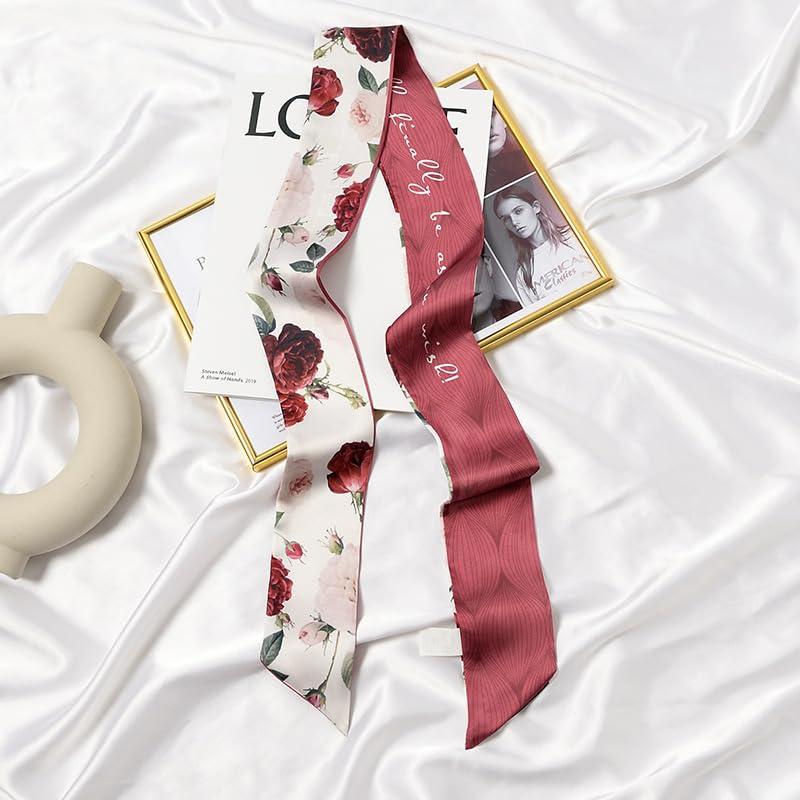 Red Flower Fashion Bag Handbag Handle Ribbon Scarf Polka Dot Printing Neckerchief Scarf Women's Fashion Scarves Clothing, Shoes and Jewelry - Image 3