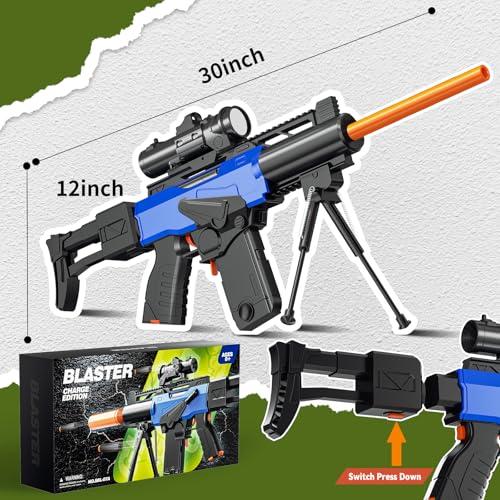 Toy Gun Automatic Sniper Rifle with Scope, Tactical Vest Kit, Toy Foam Blasters with 200 Soft Bullets, 2 Magazinine and Bipod, Electric Gun for Boys Age 8-12, Gifts for Birthday Christmas - Image 2