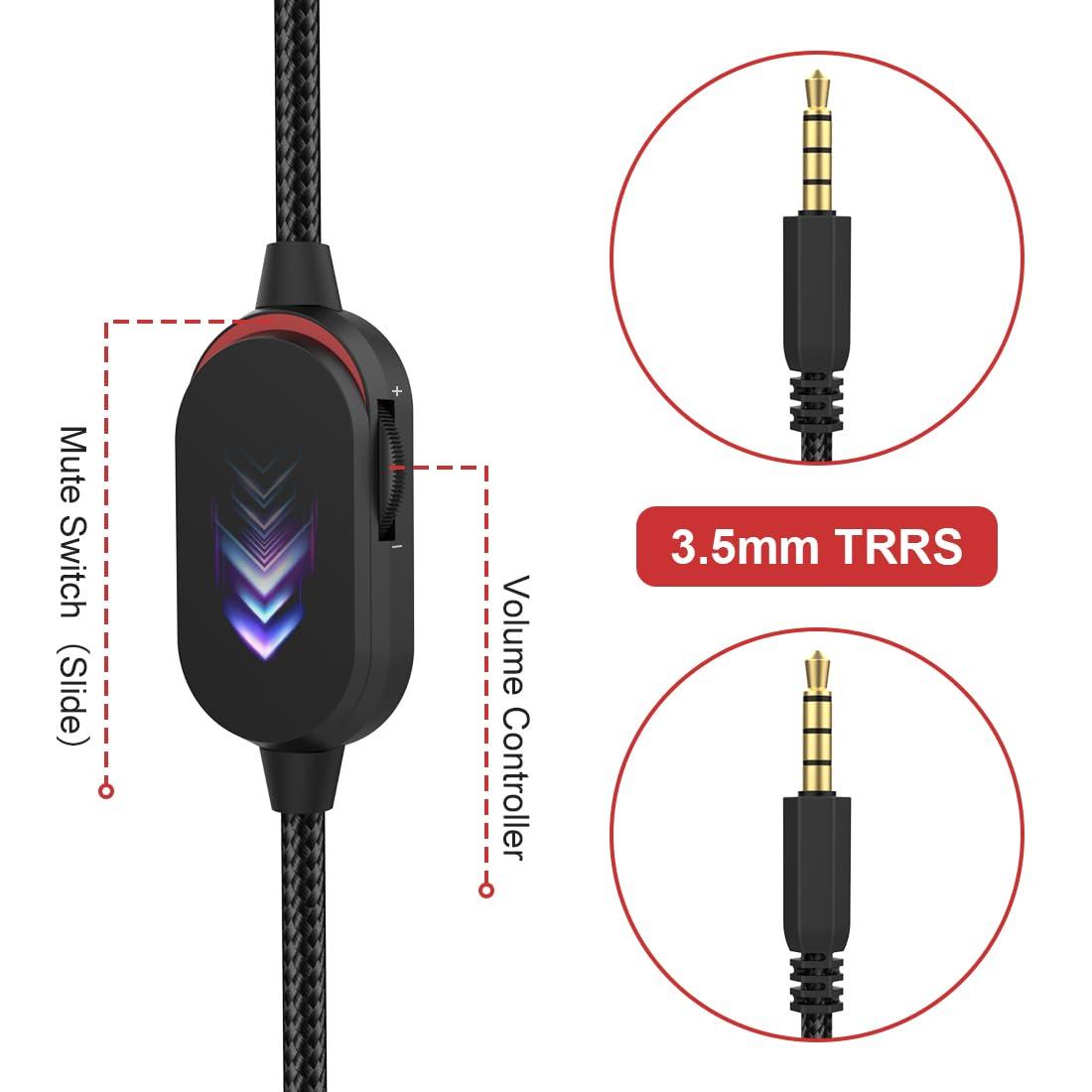 AW920H Detachable Gaming Headset Cable Compatible with Alienware AW720H AW310H AW510H 988 Alienware Dell Gaming Headset,Nylon Braided Wire with Inline Mute Switch and Volume Controller(5.5ft) - Image 2