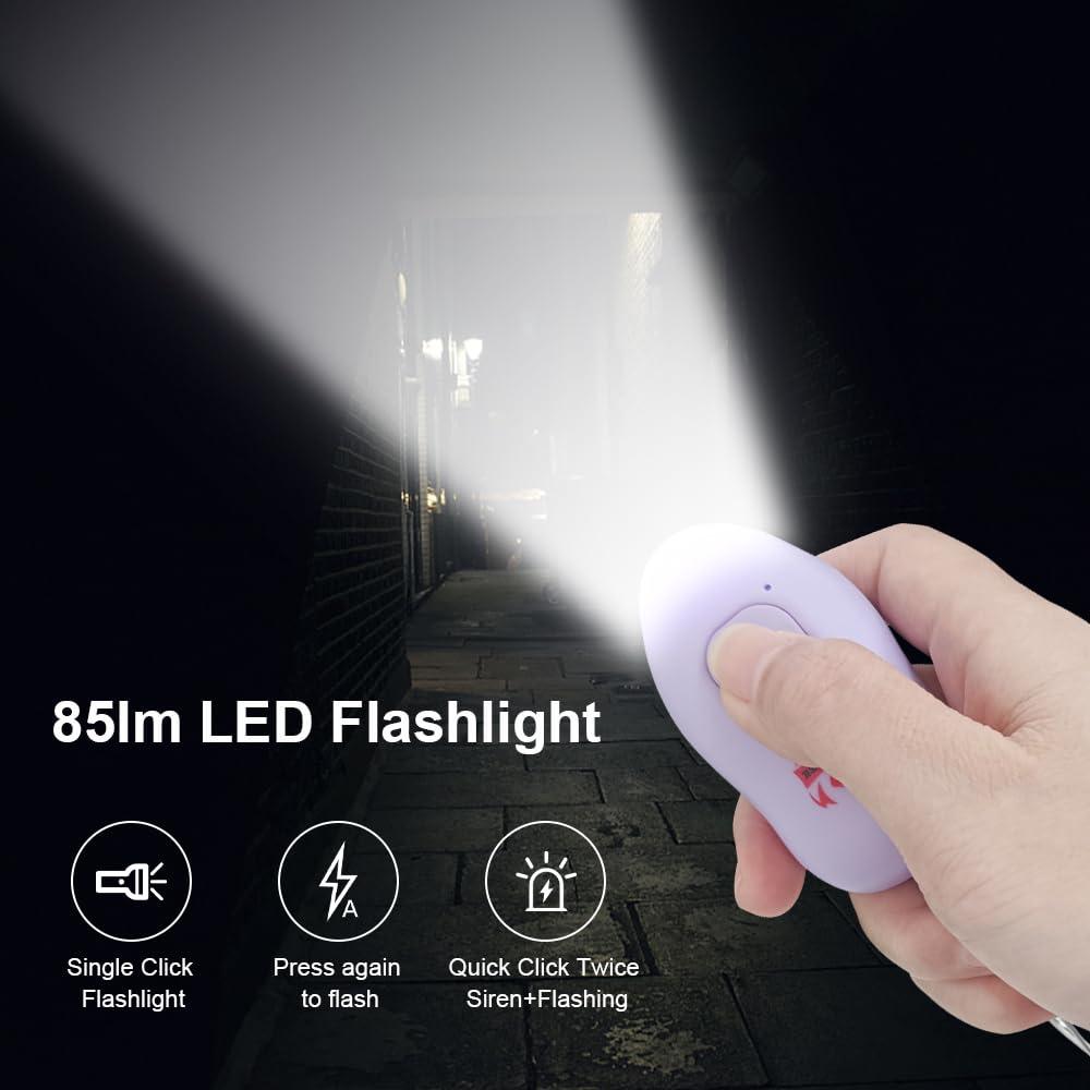 Fightsense Personal Alarm Keychain with Snap Hook, 130dB Siren Safety Alarm for Women LED Light (300m Audible) (Purple) - Image 5