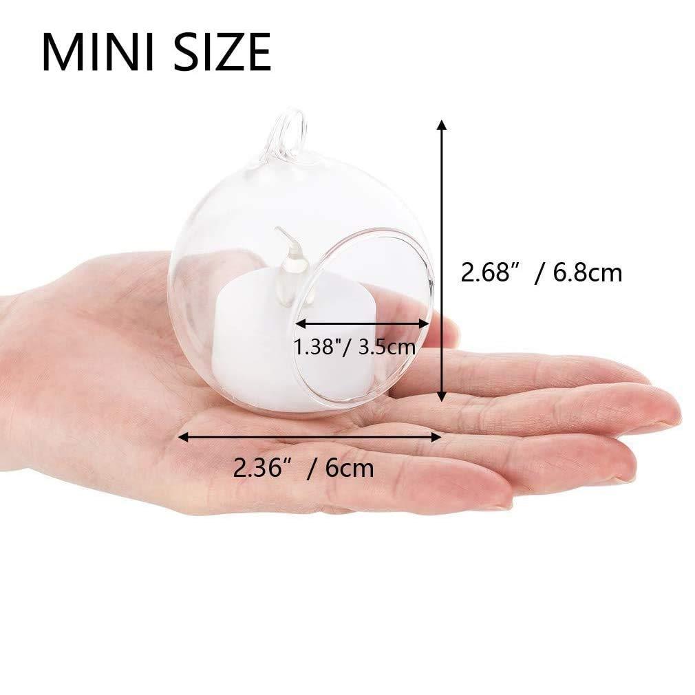 Sziqiqi Hanging Glass Globes Orbs Tea Light Candle Holders with Flameless LED Tealight for Wedding Ornaments, Wedding Birthday Christmas Party Centerpiece Accessory 2.36inch 30pcs +6 Extra - Image 3