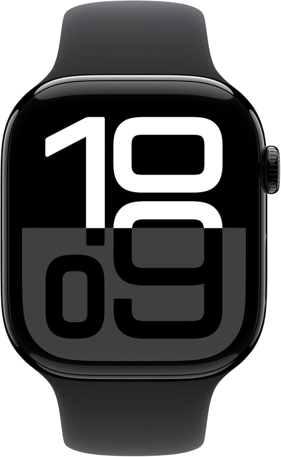 Apple Watch Series 10 [GPS, 46mm] - Jet Black Aluminum Case with Black Sport Band, M/L (Renewed) - Image 2