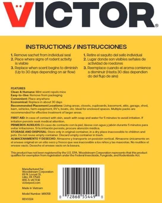 Victor Scent-Away Mouse Repellent Pouches with Peppermint Oil - Natural Rodent Repeller for Indoor and Outdoor Use, 10 Pack M805B-2SR - Image 10