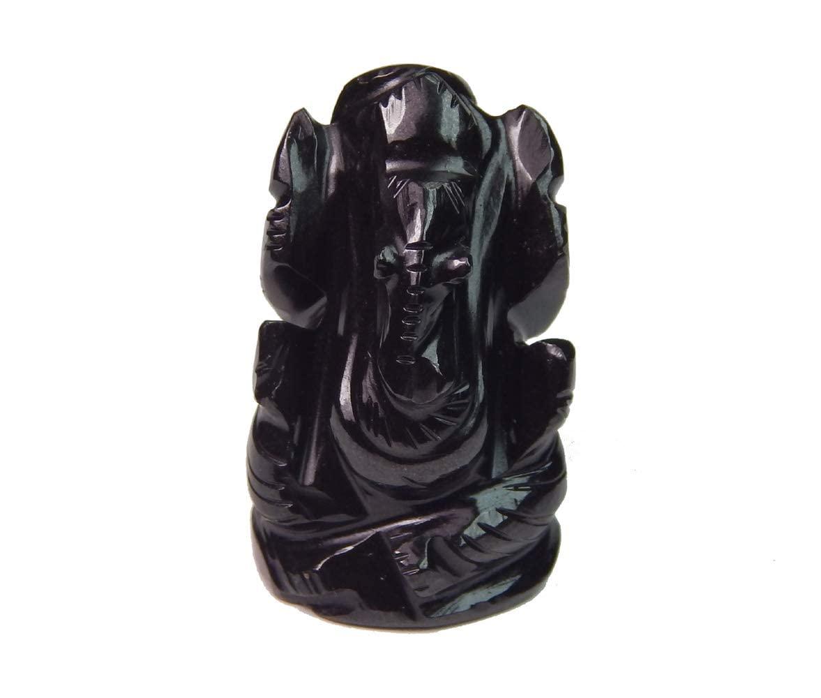 Myhealingworld Natural Black Agate Gemstone Ganesha Statue Sculpture Sign of Success and Good Luck. - Image 5