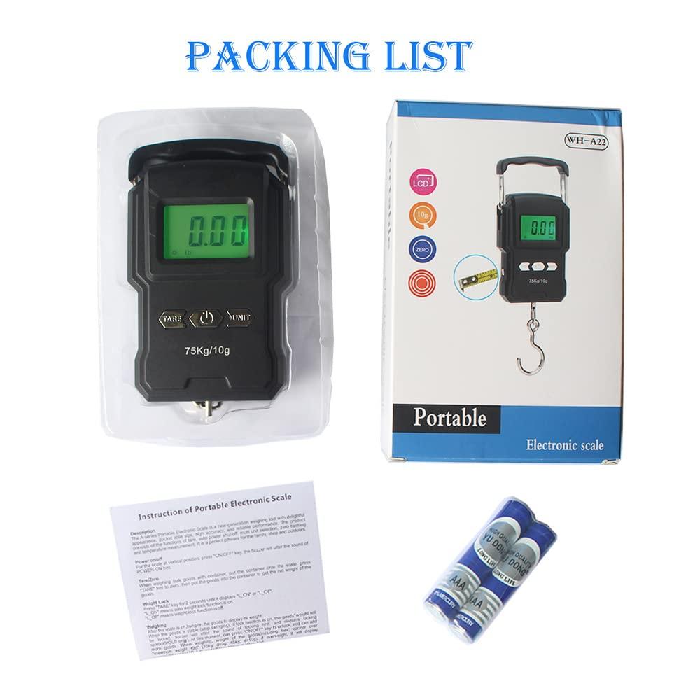 YAGSUW Portable Electronic Hook Scale Digital Hanging Bag Luggage Weight Scale Fishing Scale with Measuring Tape 165Lb Black - Image 7
