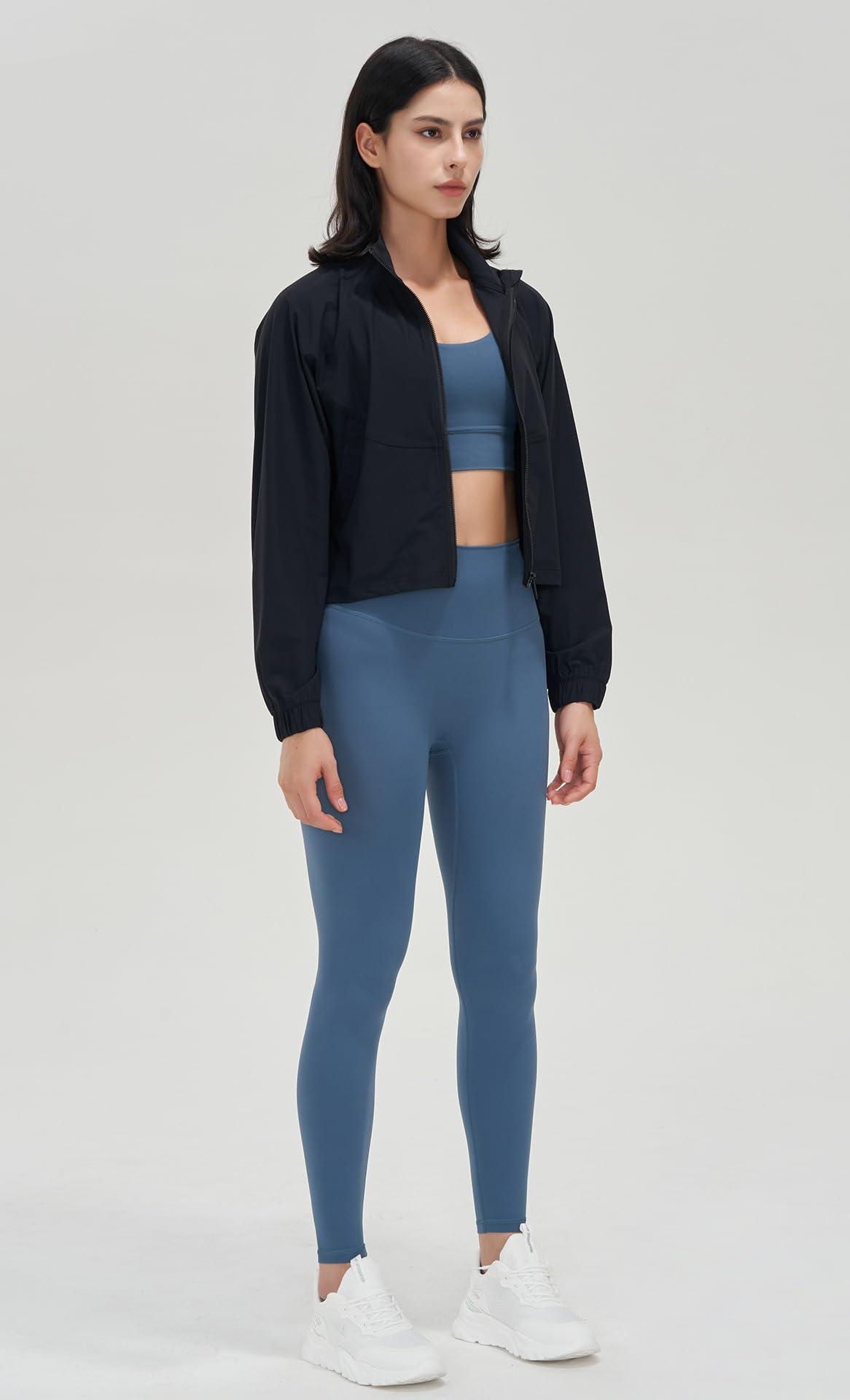 UANEO Womens Athletic Cropped Jacket Zip Up Long Sleeve Workout Tops Gym Yoga Running Sports Shirts Jackets - Image 6